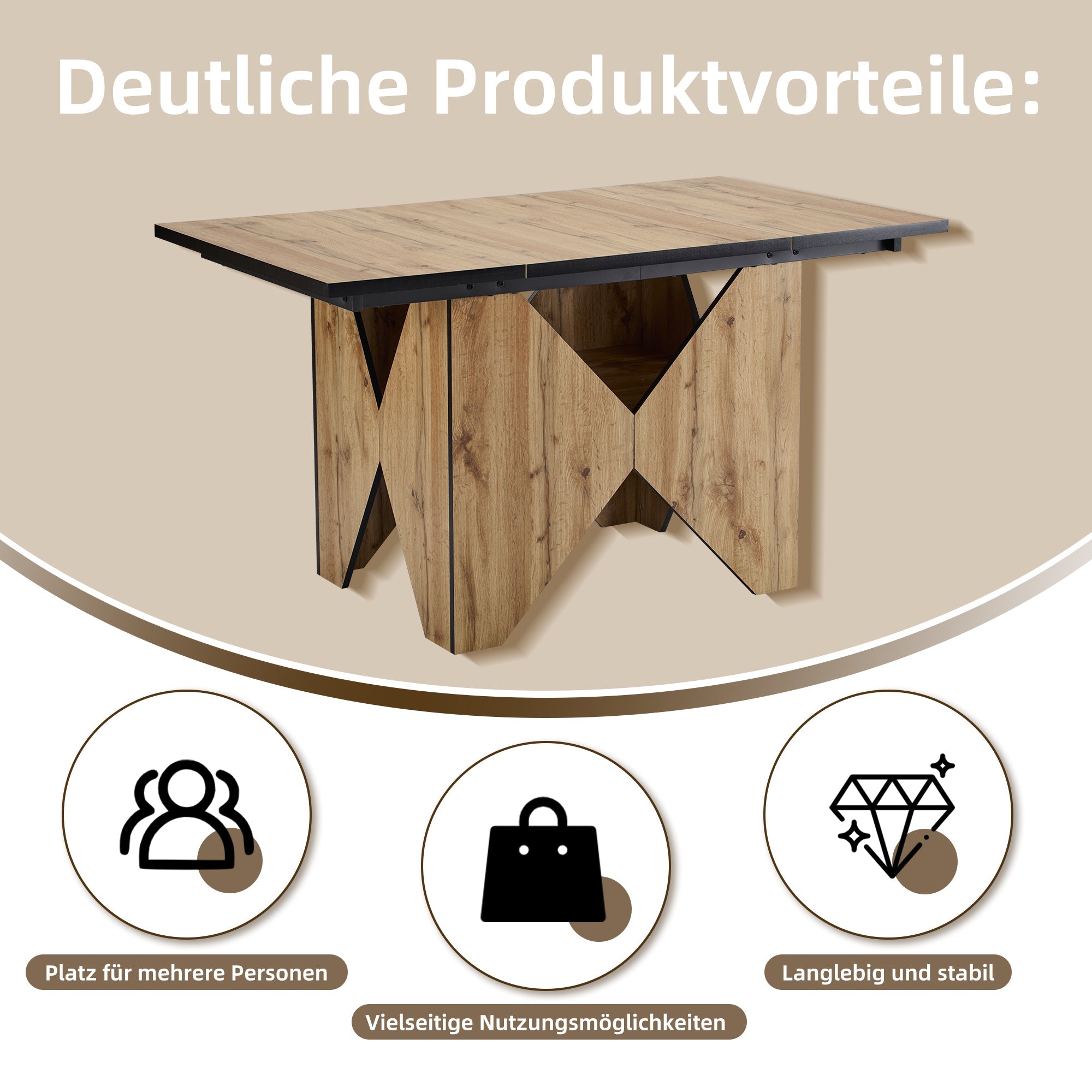 Logidon Moderne eettafel hout 138x80x75 cm lichtbruin MDF