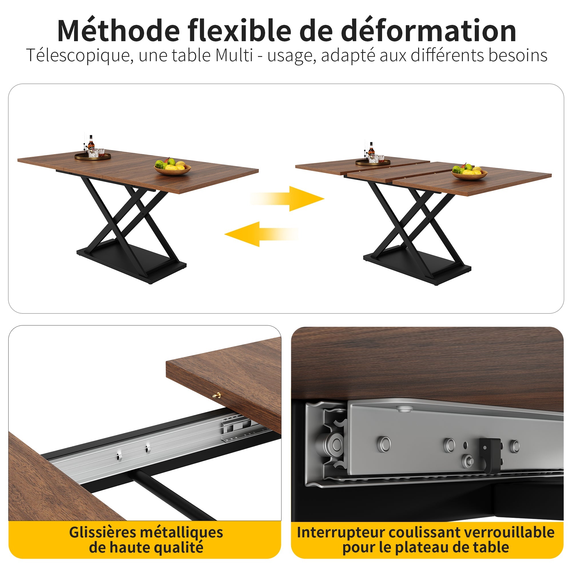 Logidon eettafel telescopisch 120-160 x 80 cm walnoot blad zwarte poten