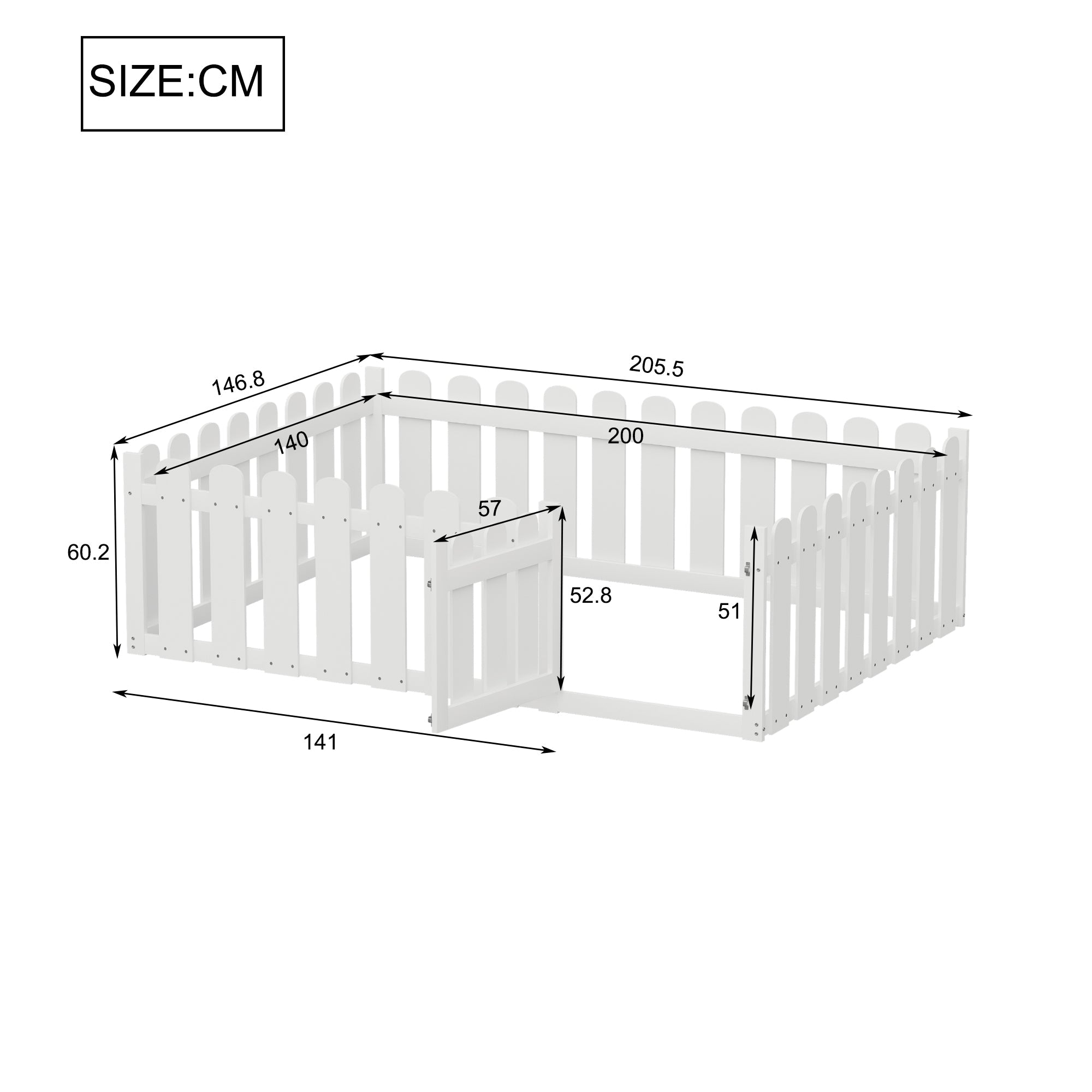 Logidon kinderbed 140 x 200 cm wit met deur houten bedframe