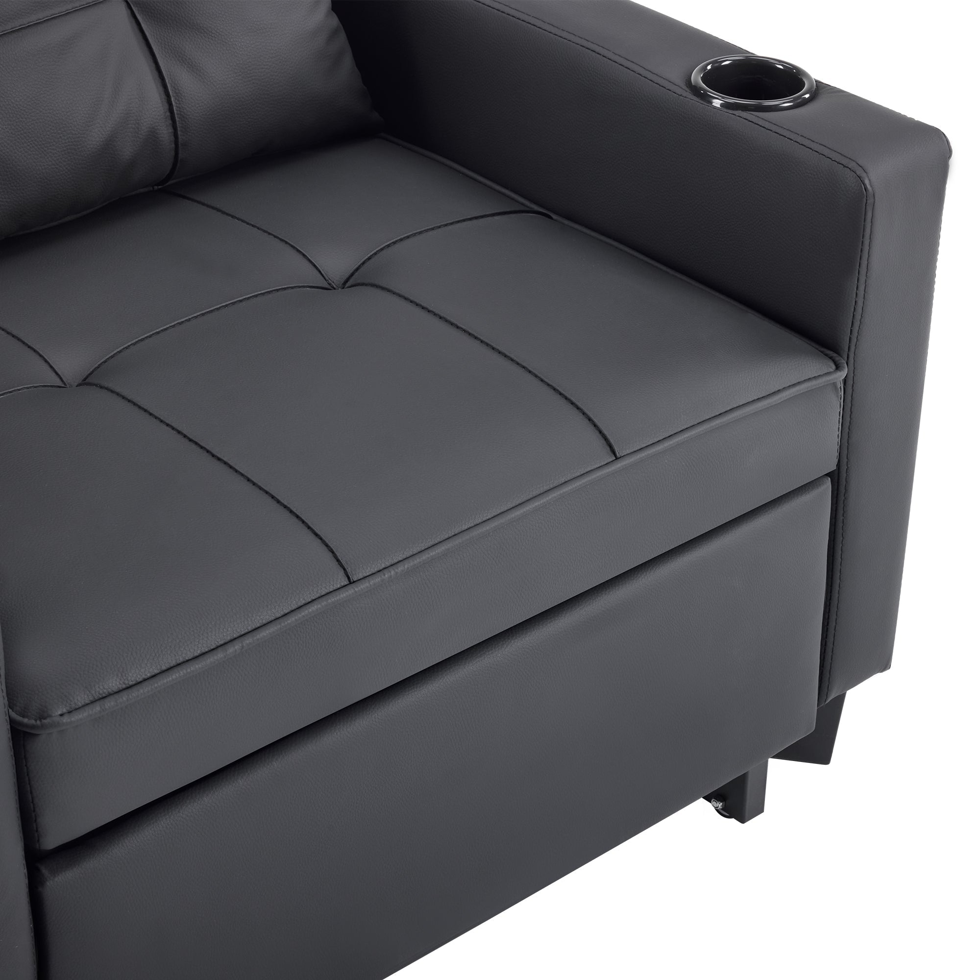 Logidon 3-in-1 uitschuifbare slaapbank, fauteuil, zwarte USB-bekerhouder