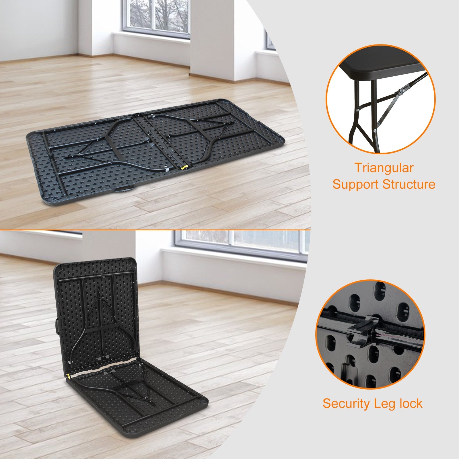 Logidon 180 cm klaptafel heavy duty zwart met handvat
