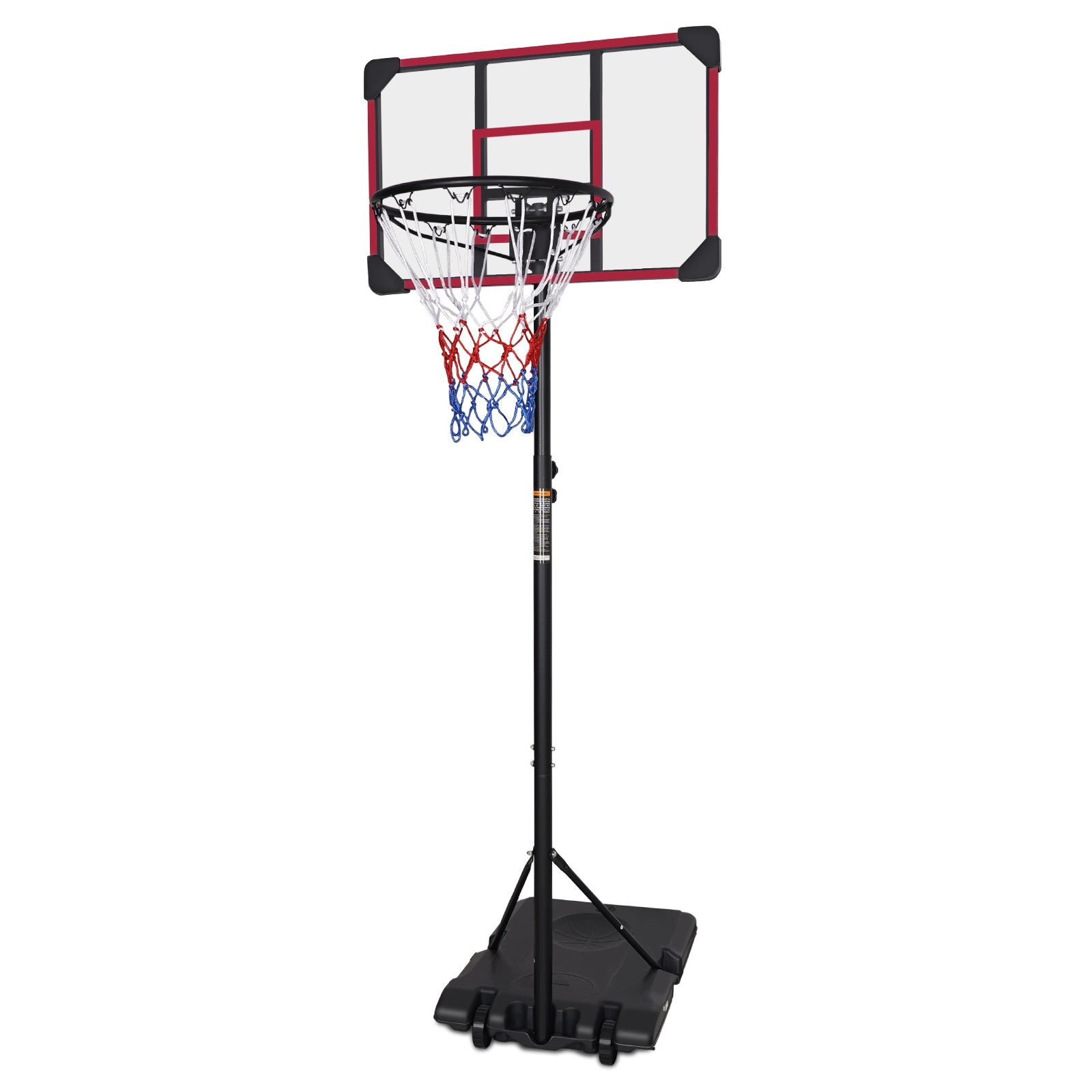 Logidon Draagbare Basketbalstandaard 170-213cm Rood Zwarte Wielen