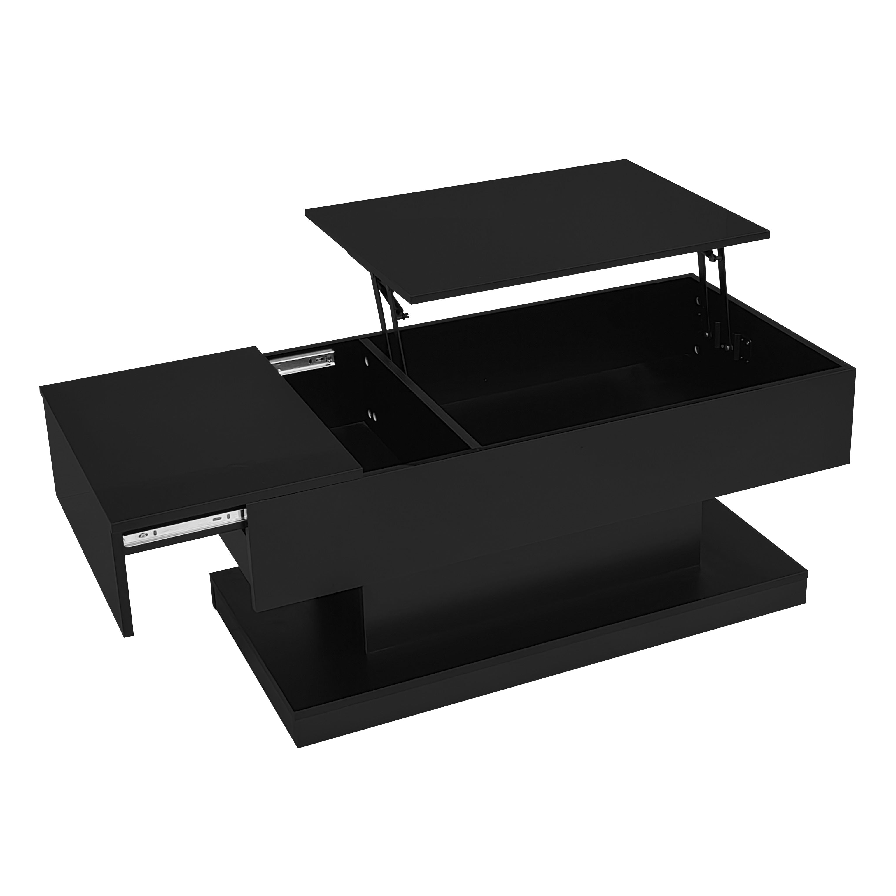 Logidon hoogglans liftsalontafel zwart 100x50x45 cm LED-verlichting