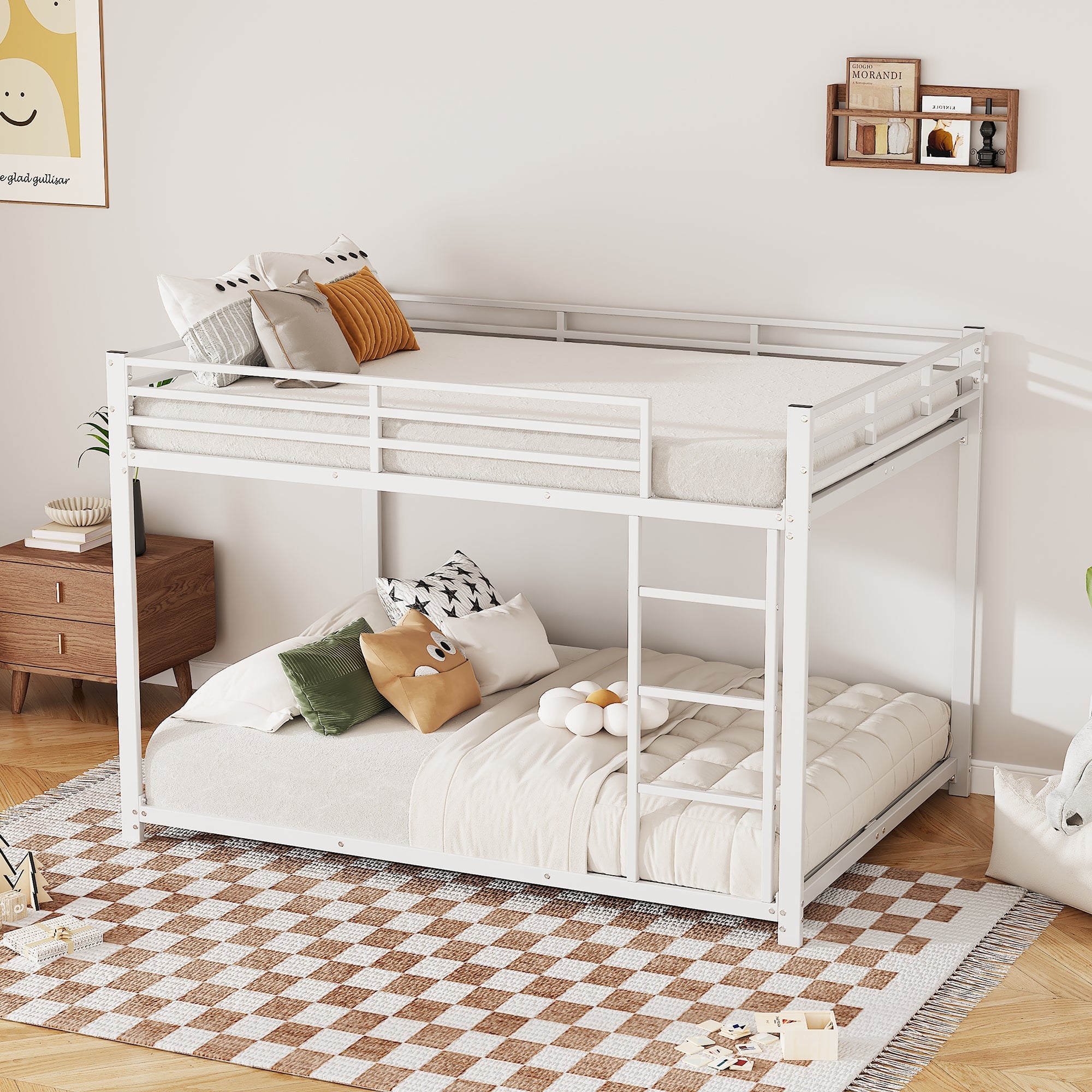 Logidon Bunk Bed 140x200 Metal White Safety Railing