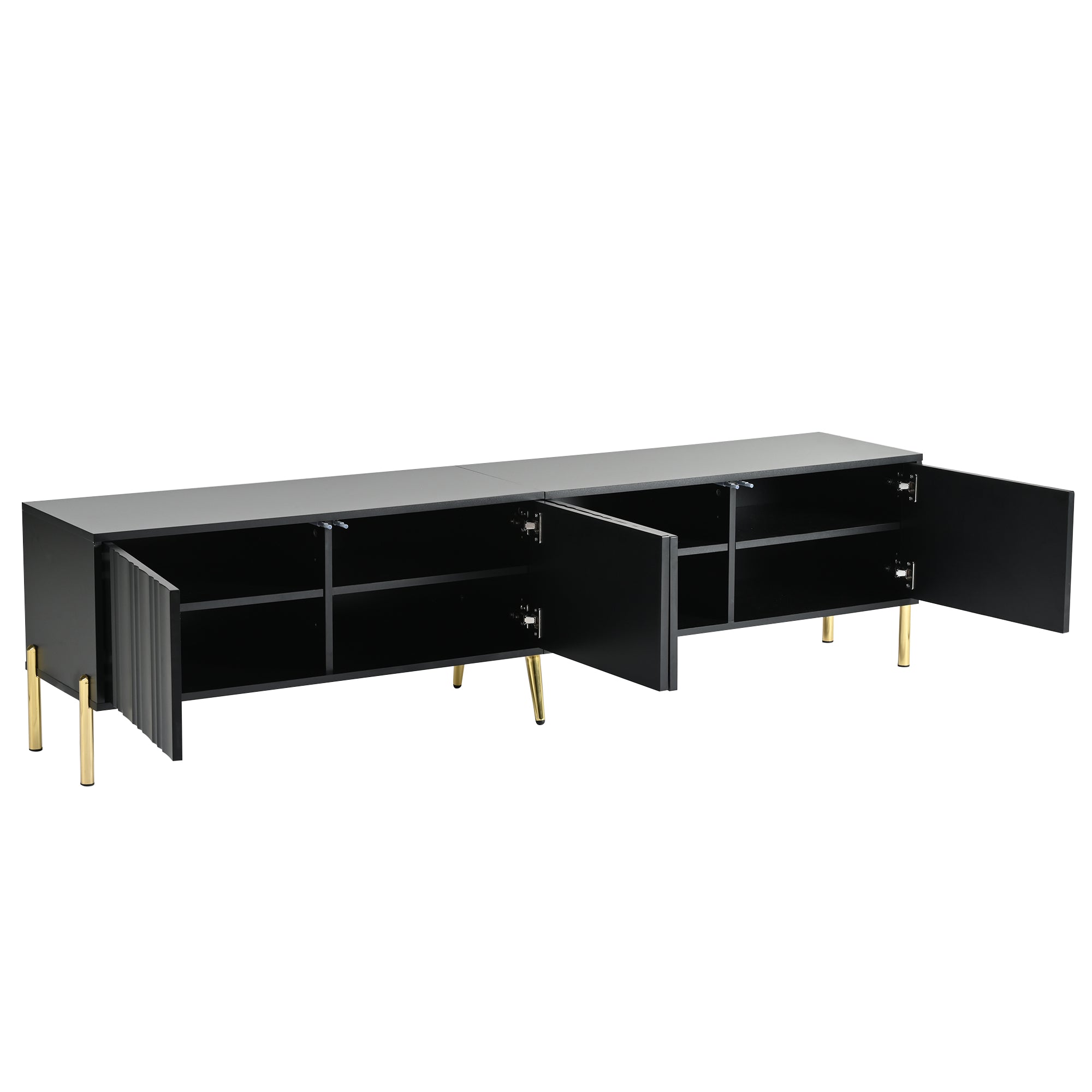 Logidon Zwart TV-meubel met Gouden Tafelpoten 190 cm