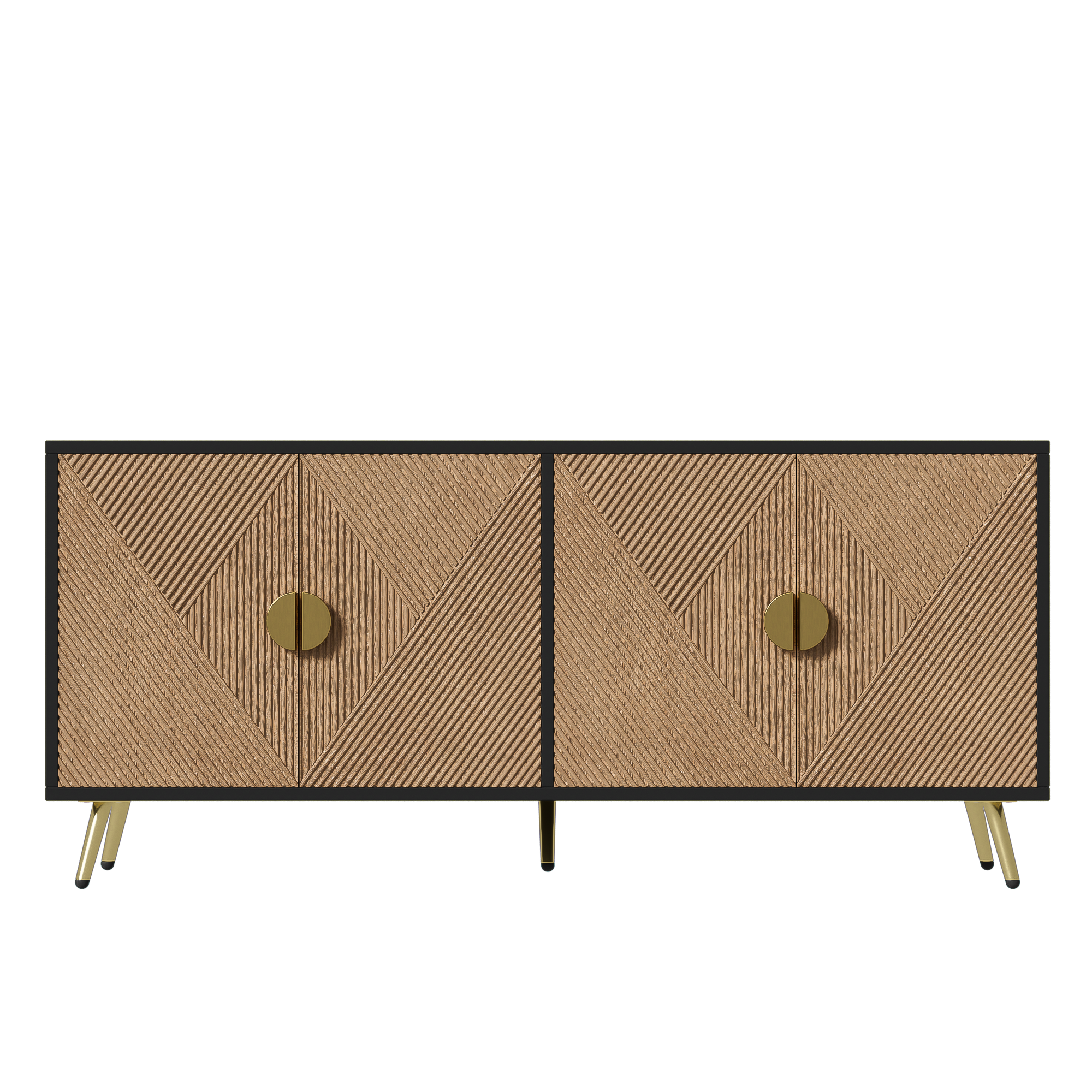 Logidon Dressoir 160 cm Bruin Vier Deuren Met Gouden Handgrepen