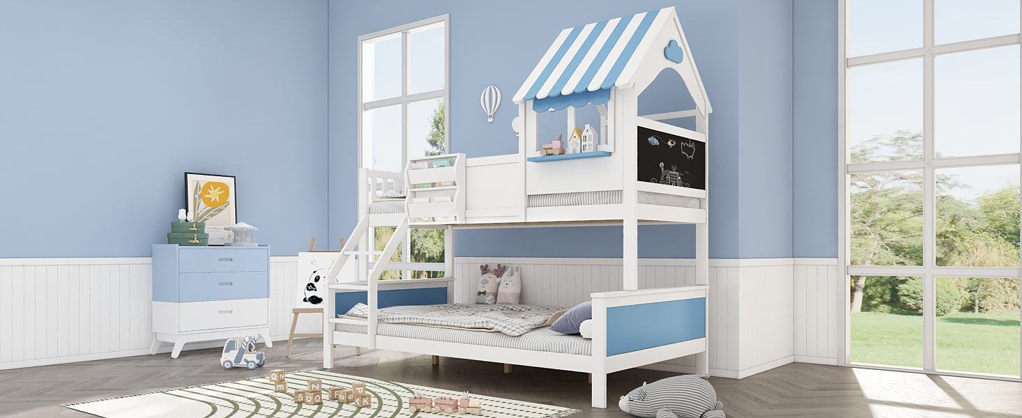 Logidon stapelbed kinderbed met opbergruimte 90x200/120x200 wit-blauw