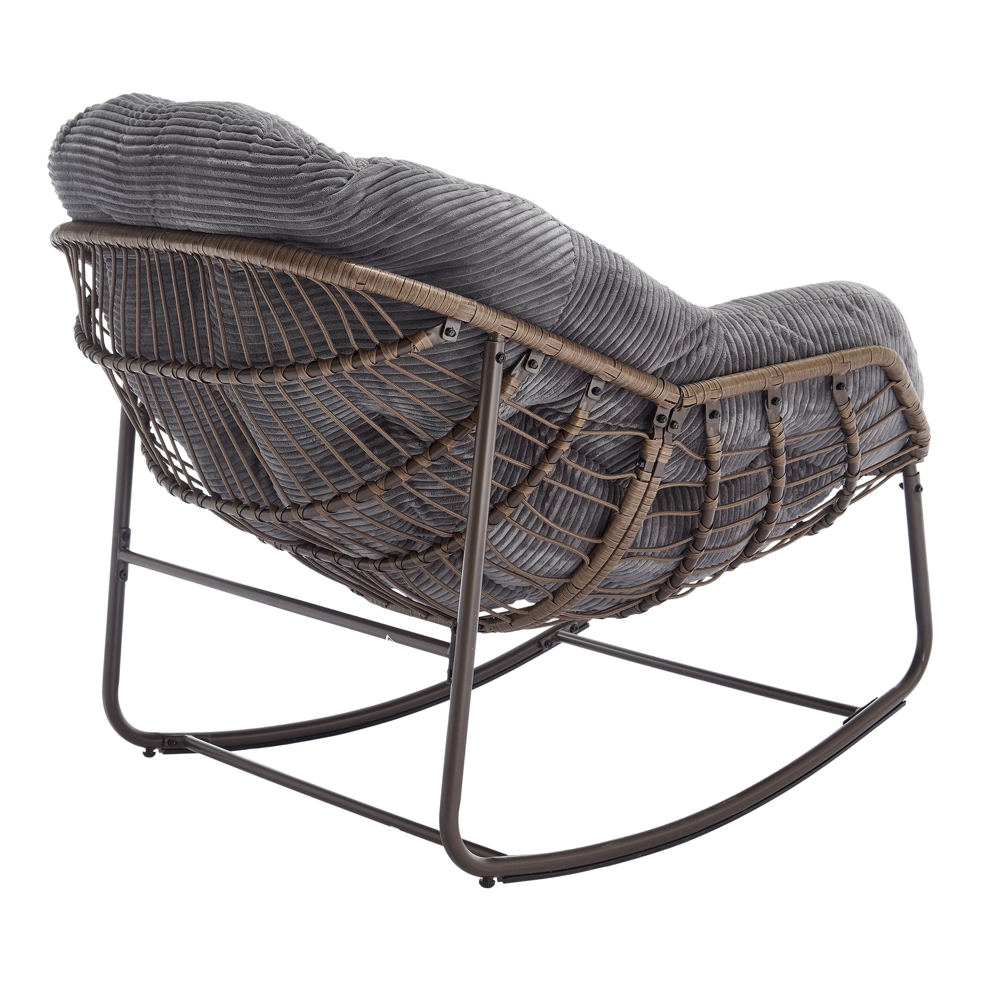 Logidon Rotan Schommelstoel Grijs met Bekleding en Rugleuning Buiten