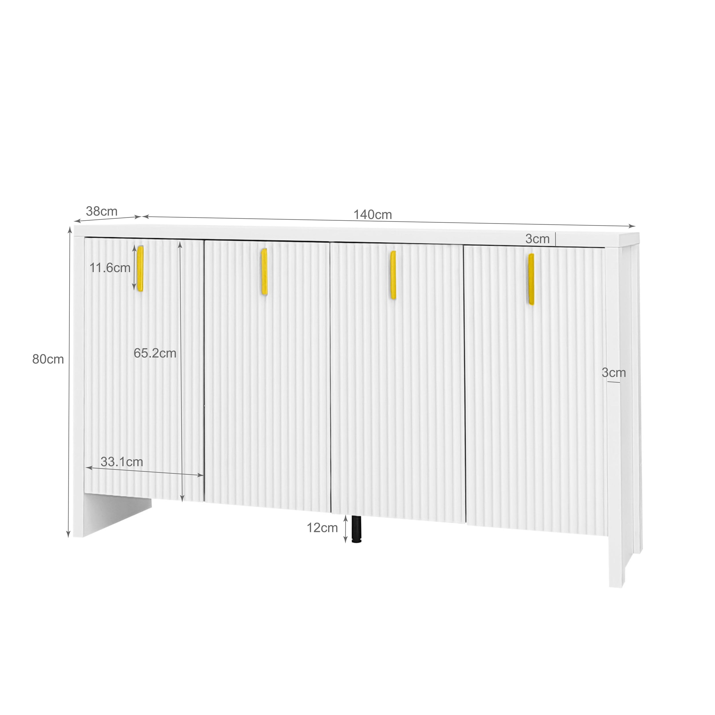 Logidon wit dressoir met gouden handgrepen en verstelbare planken