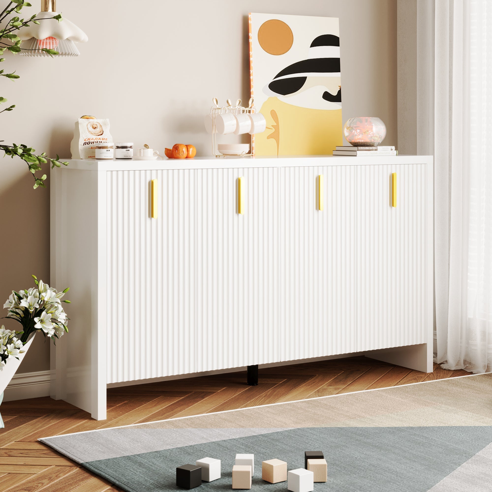 Logidon wit dressoir met gouden handgrepen en verstelbare planken