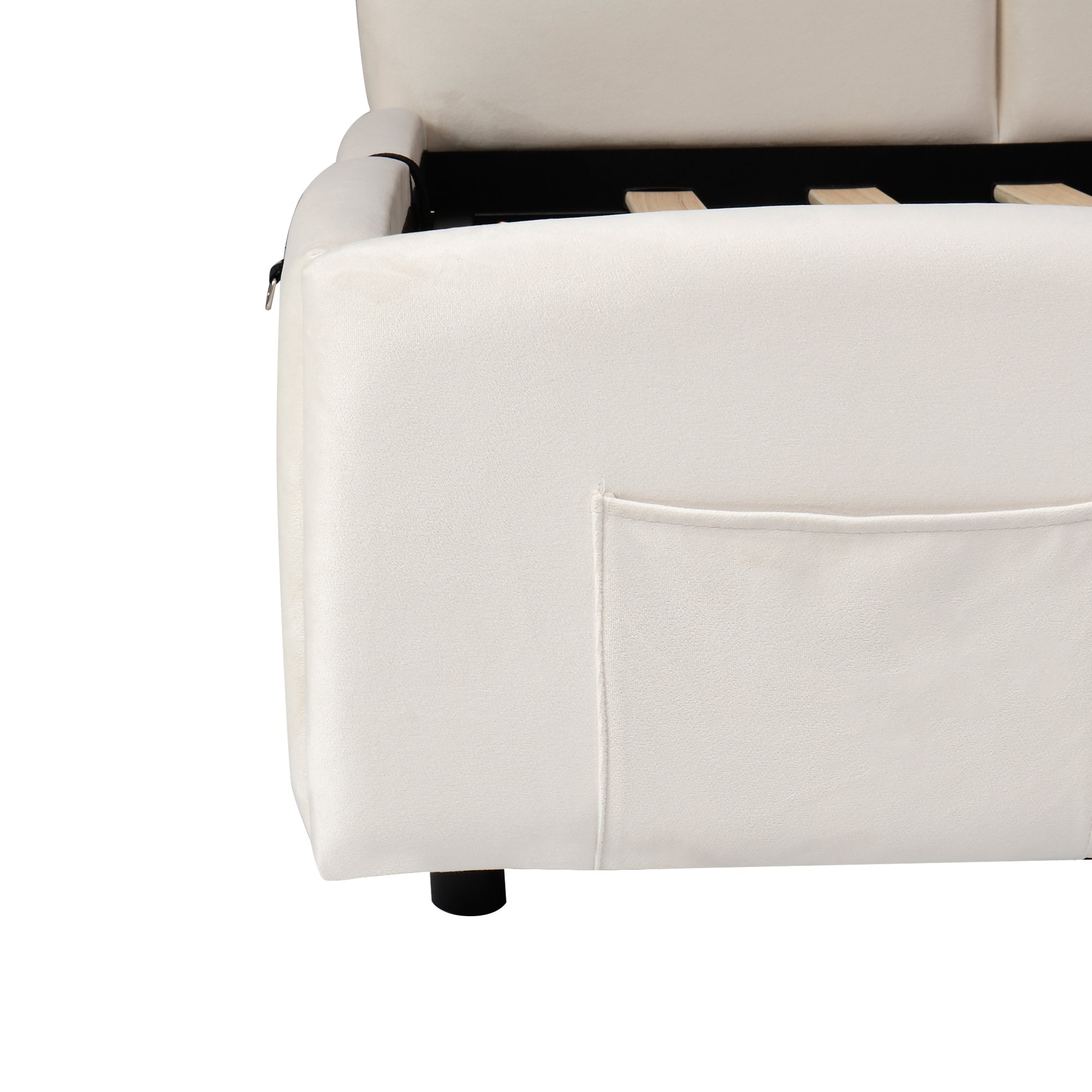 Logidon gestoffeerd bed 90x200 beige fluweel met opbergruimte