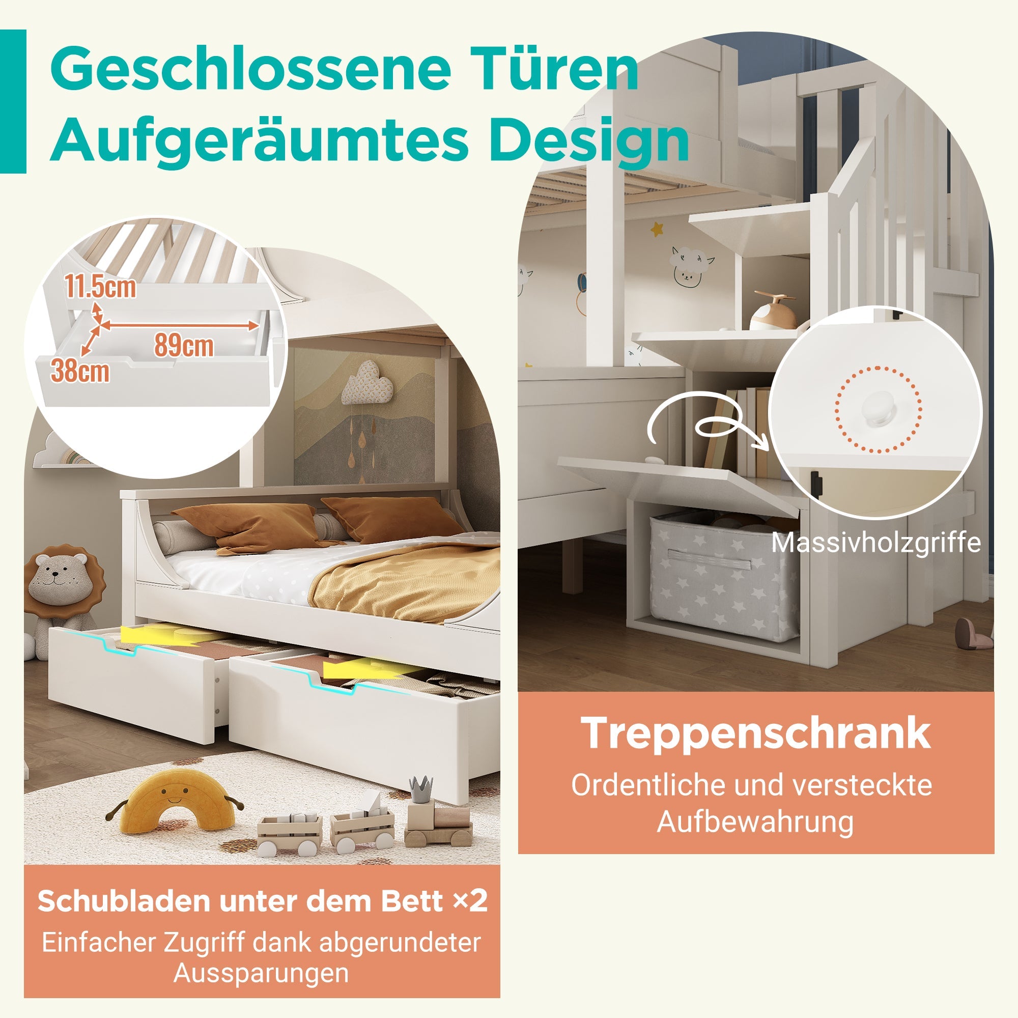 Logidon stapelbed kinderbed wit met ladderkast en lades
