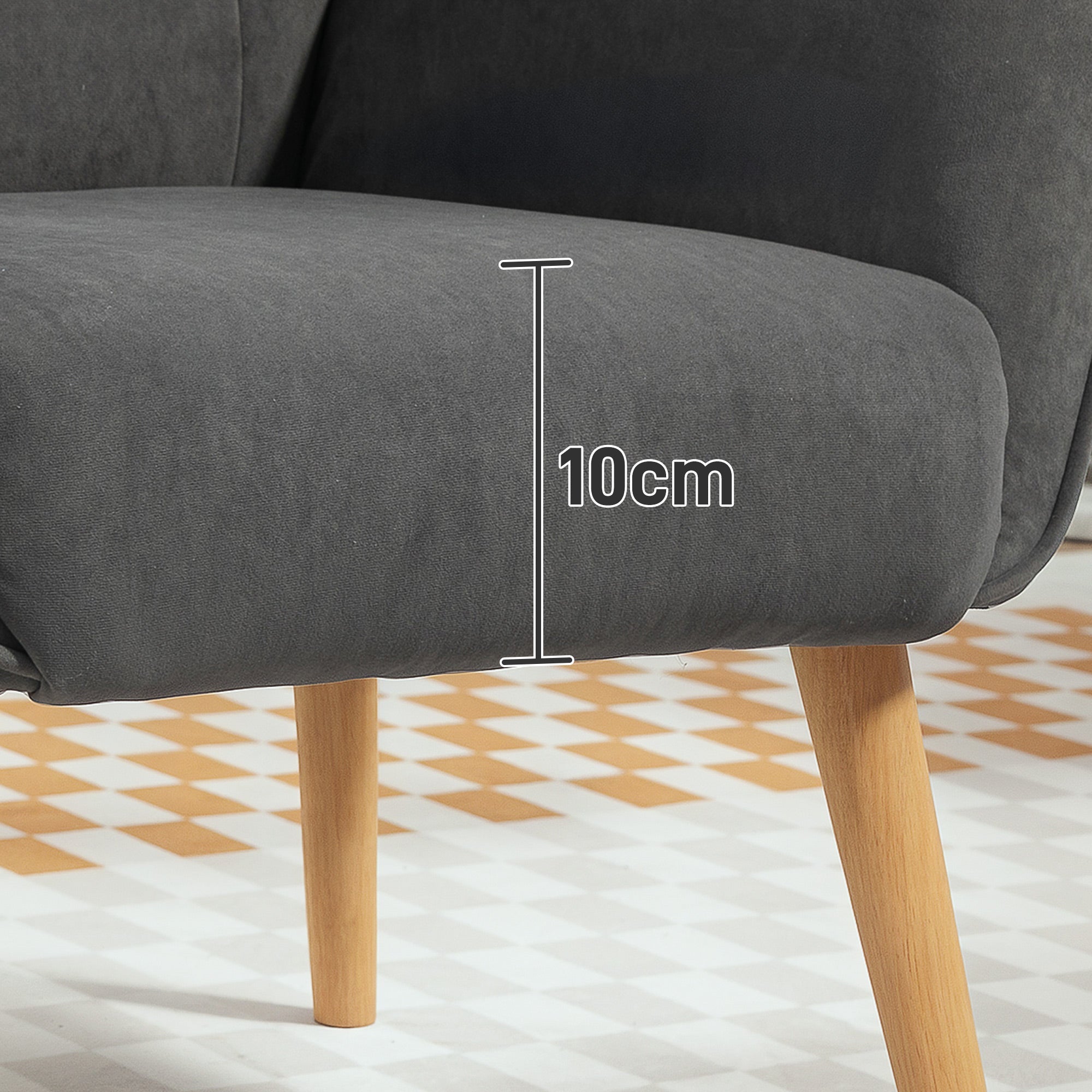Logidon Velvet Look Relaxstoel Grijs Met Houten Poten Hoge Rug