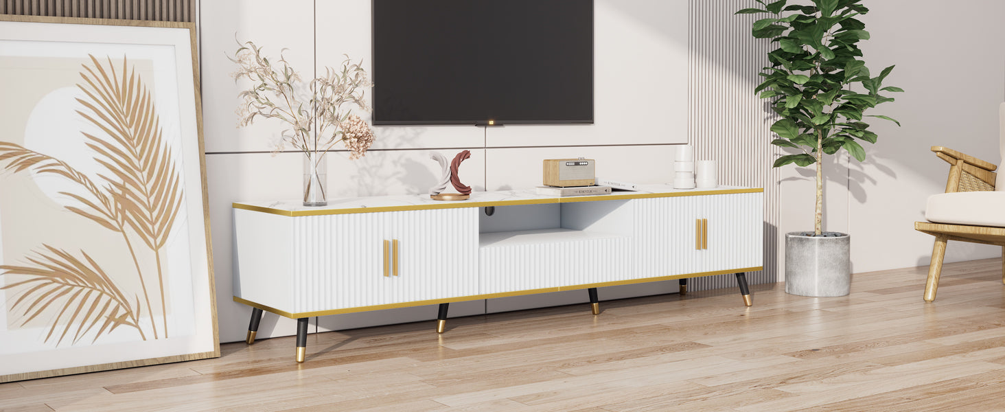 Logidon Modern TV-meubel Wit Marmerlook 200x40x46 cm