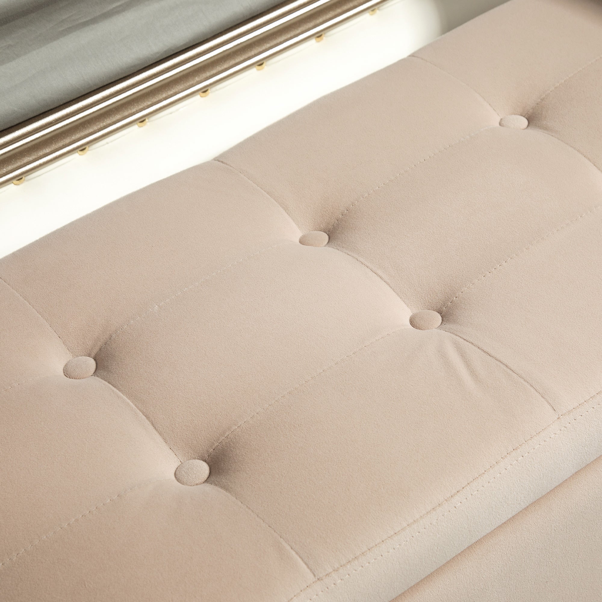 Logidon luxe bank met opbergruimte beige fluwelen stof 107x42x65