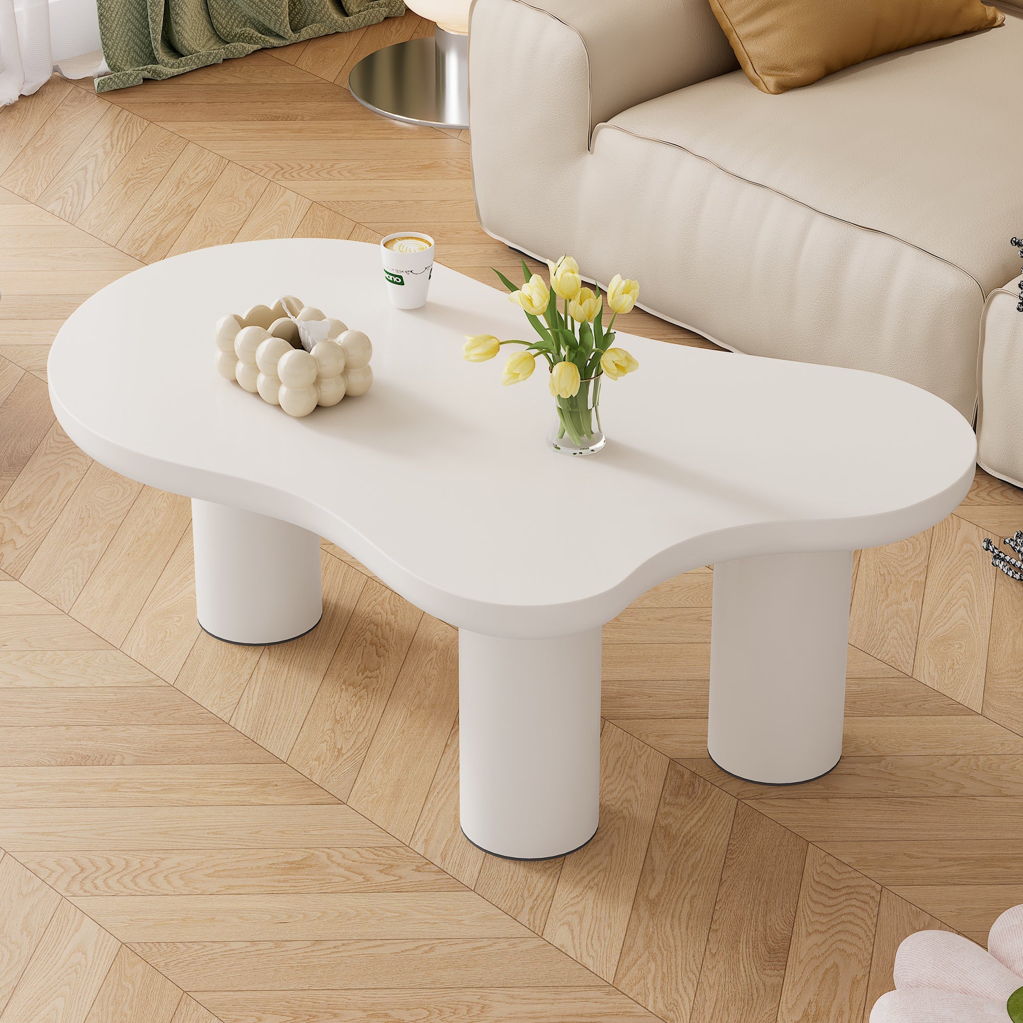 Logidon Wolkvorm salontafel wit MDF blad 107x66 cm