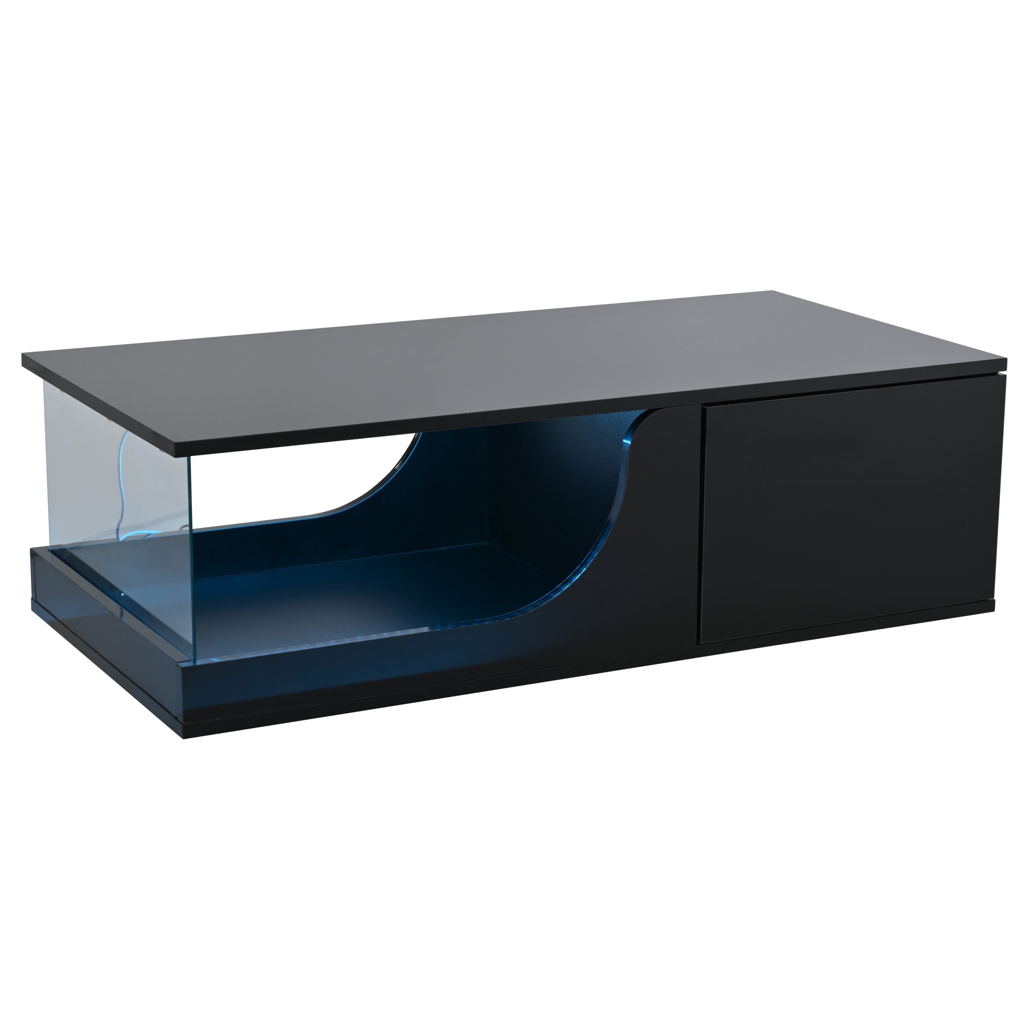 Logidon Zwarte hoogglans salontafel 100x50x30 cm LED-verlichting