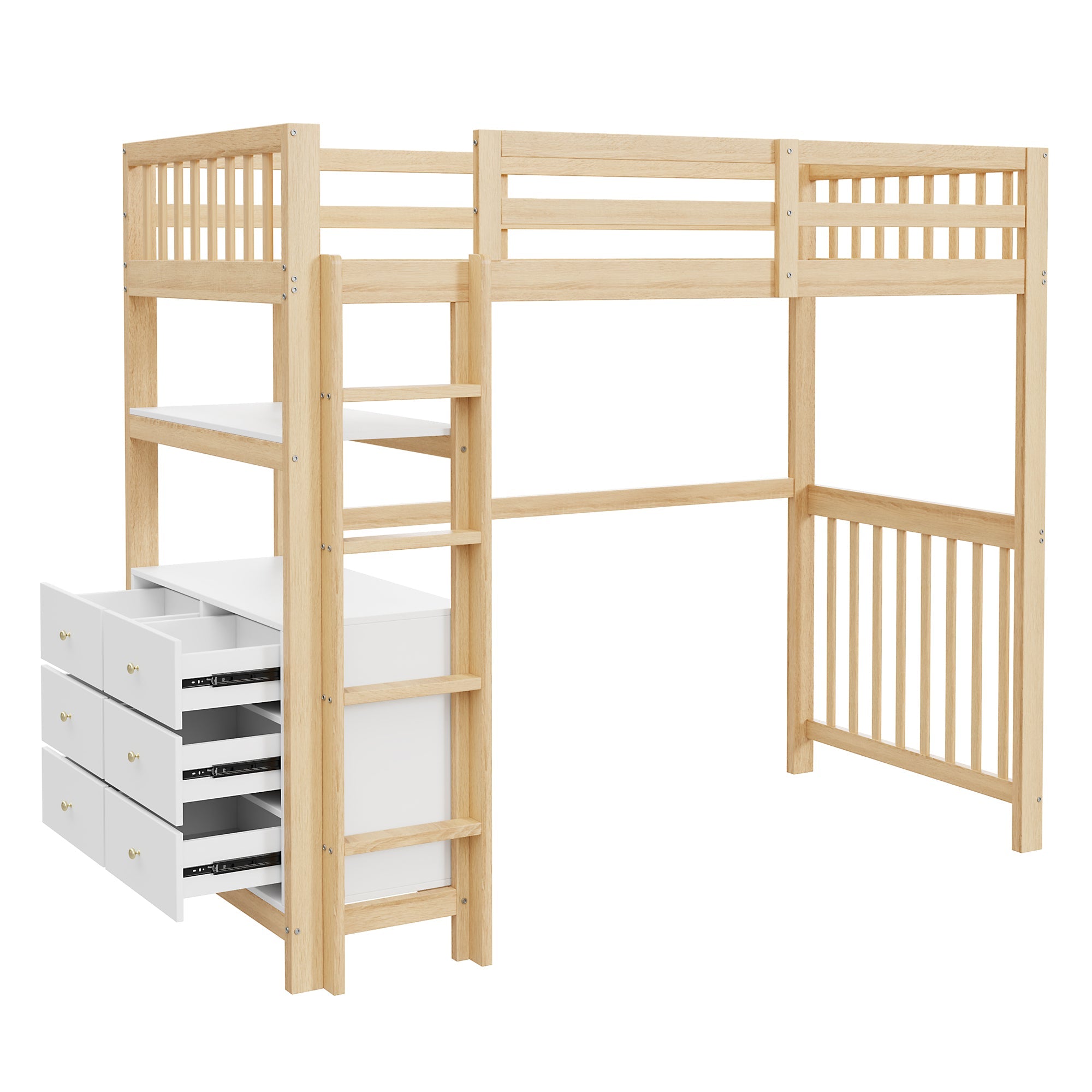 Logidon hoogslaper 90x200 cm met verticale ladderladen wit