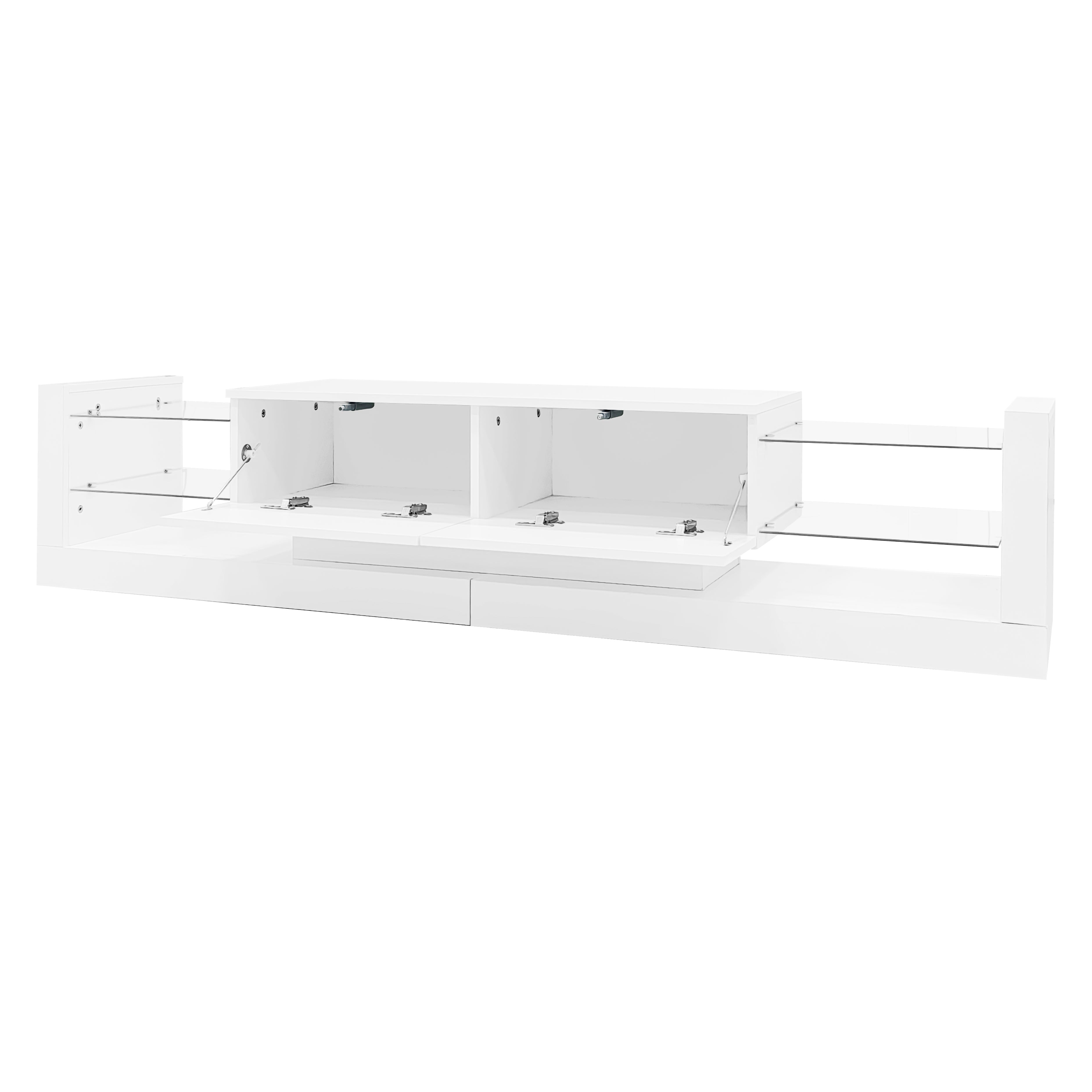 Logidon hoogglans TV-meubel met LED-verlichting 181 cm wit glazen front