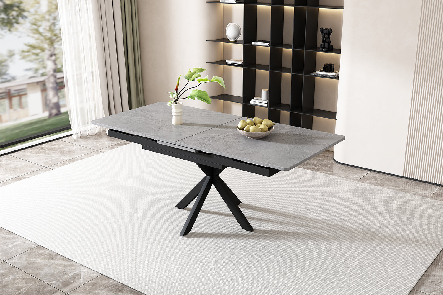 Logidon uitschuifbare eettafel 150/180x70x76 cm zwartgrijs