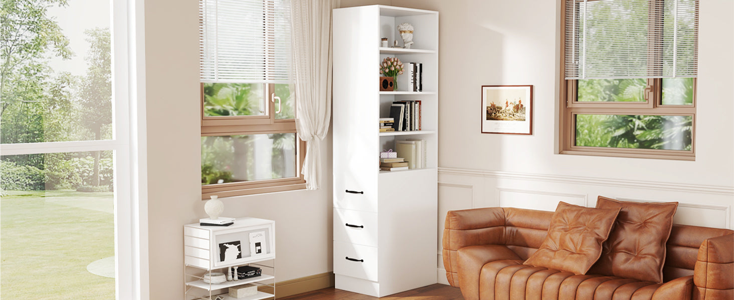 Logidon 180 cm smalle boekenkast wit met zijladen