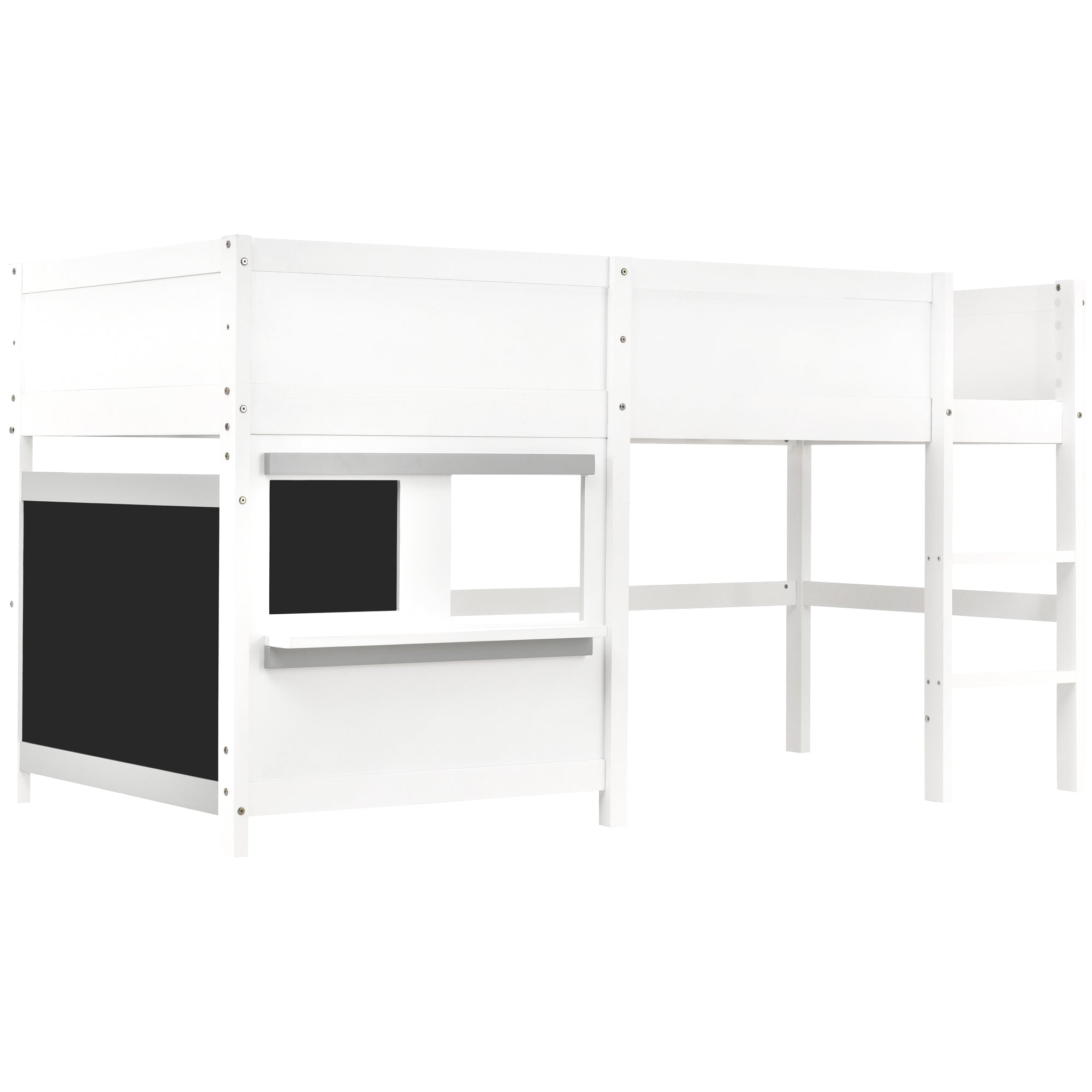 Logidon huisbed 90x200 wit graffiti-ready stapelbed met plank