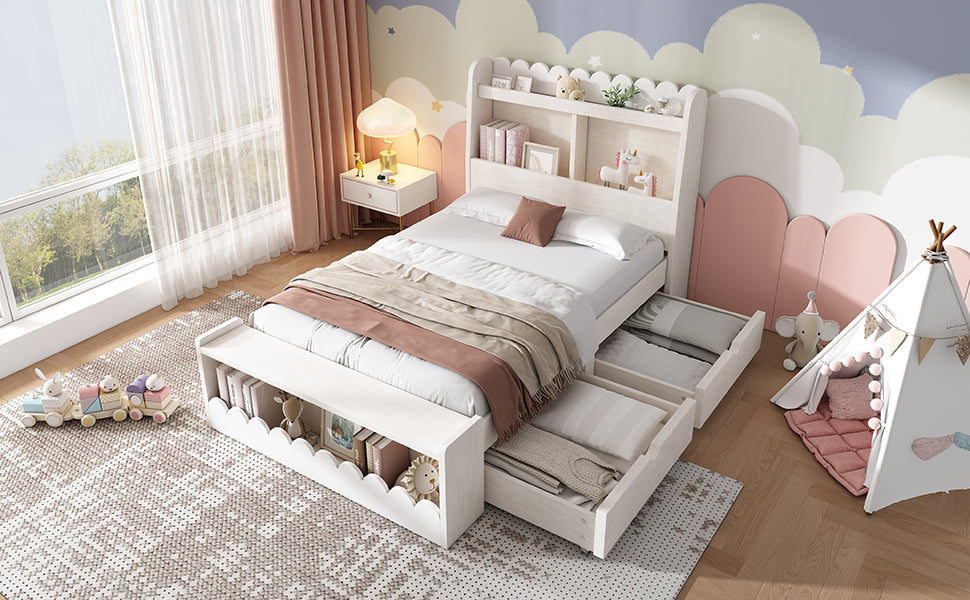Logidon kinderbed 90x200 wit eiken opberglades