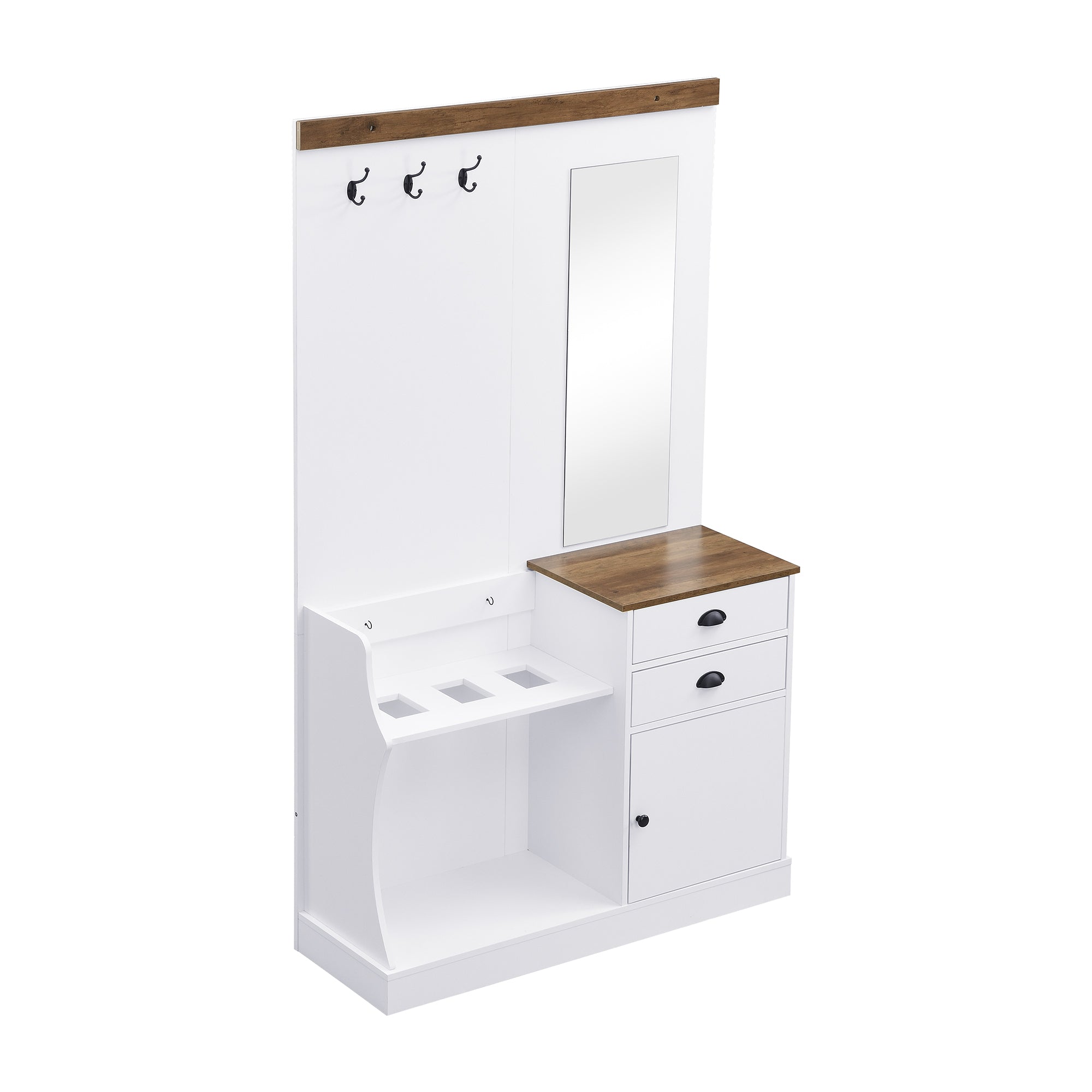 Logidon Kledingkastset Met Spiegel, Haken En Laden Wit 110x38x191 cm