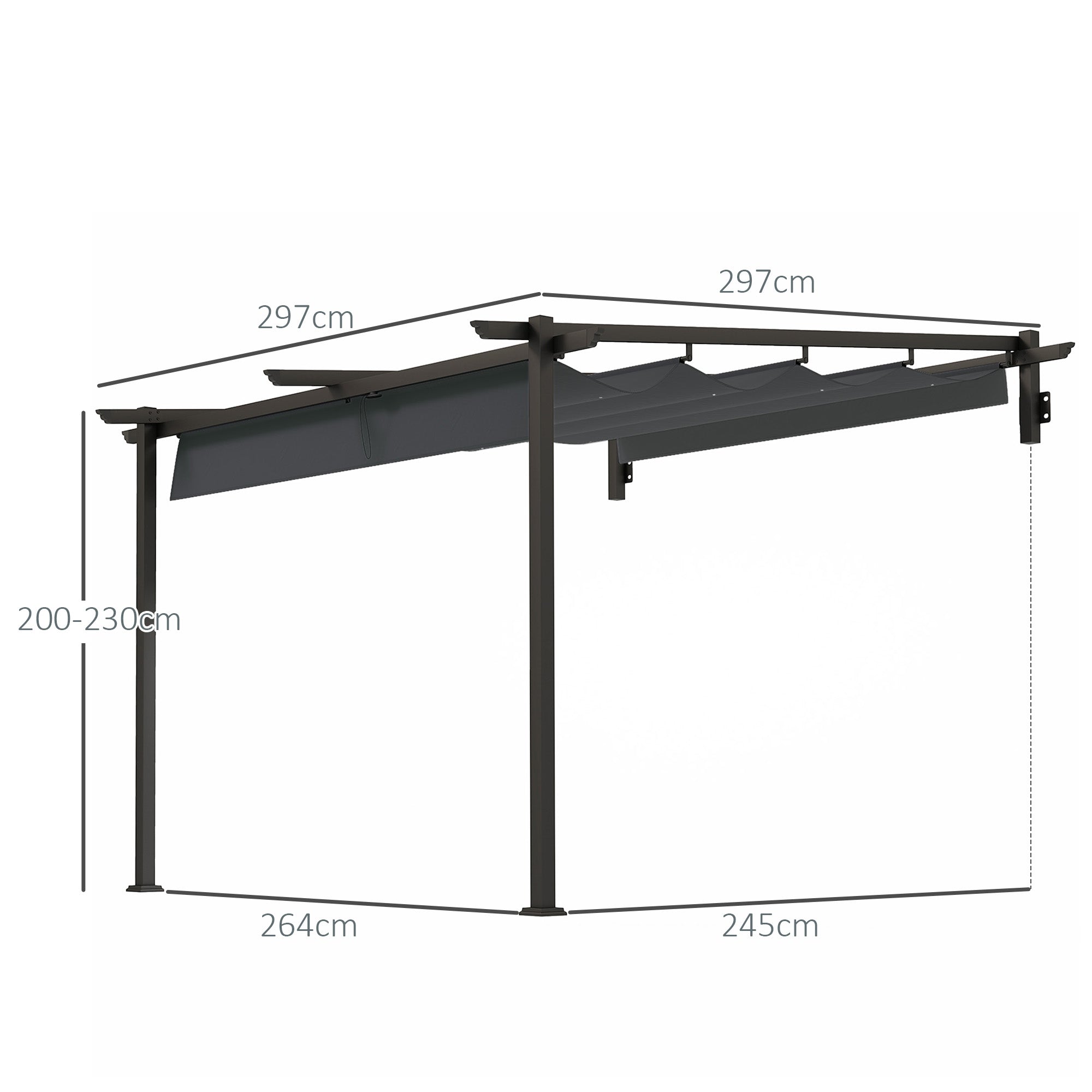 Logidon terrasoverkapping pergola 3x3m donkergrijs verstelbaar dak