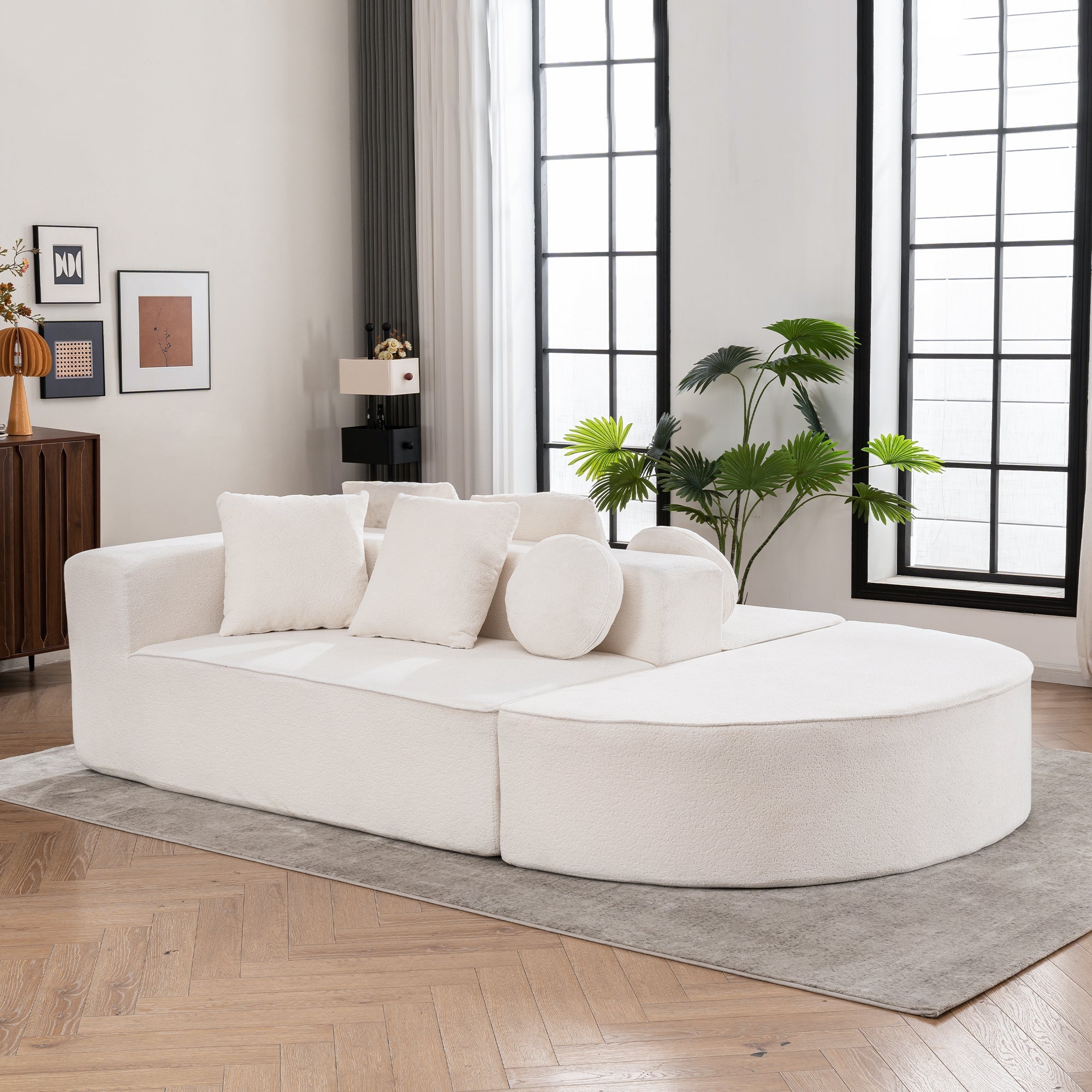 Logidon Modulaire Cloud Sofa 5-zits fluwelen wit fluweel, geen montage