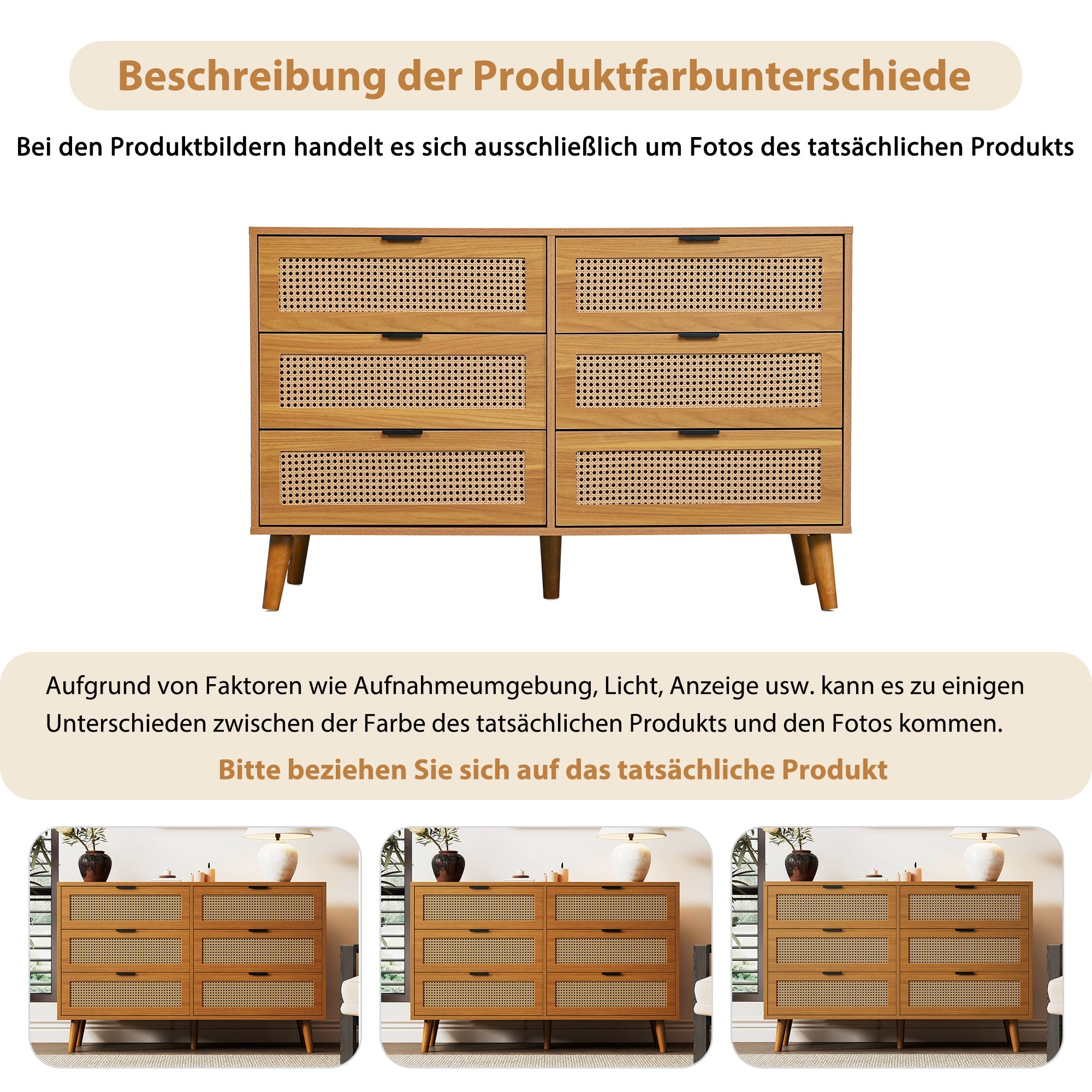 Logidon ladekast met 6 lades walnoothouten dressoir veel opbergruimte