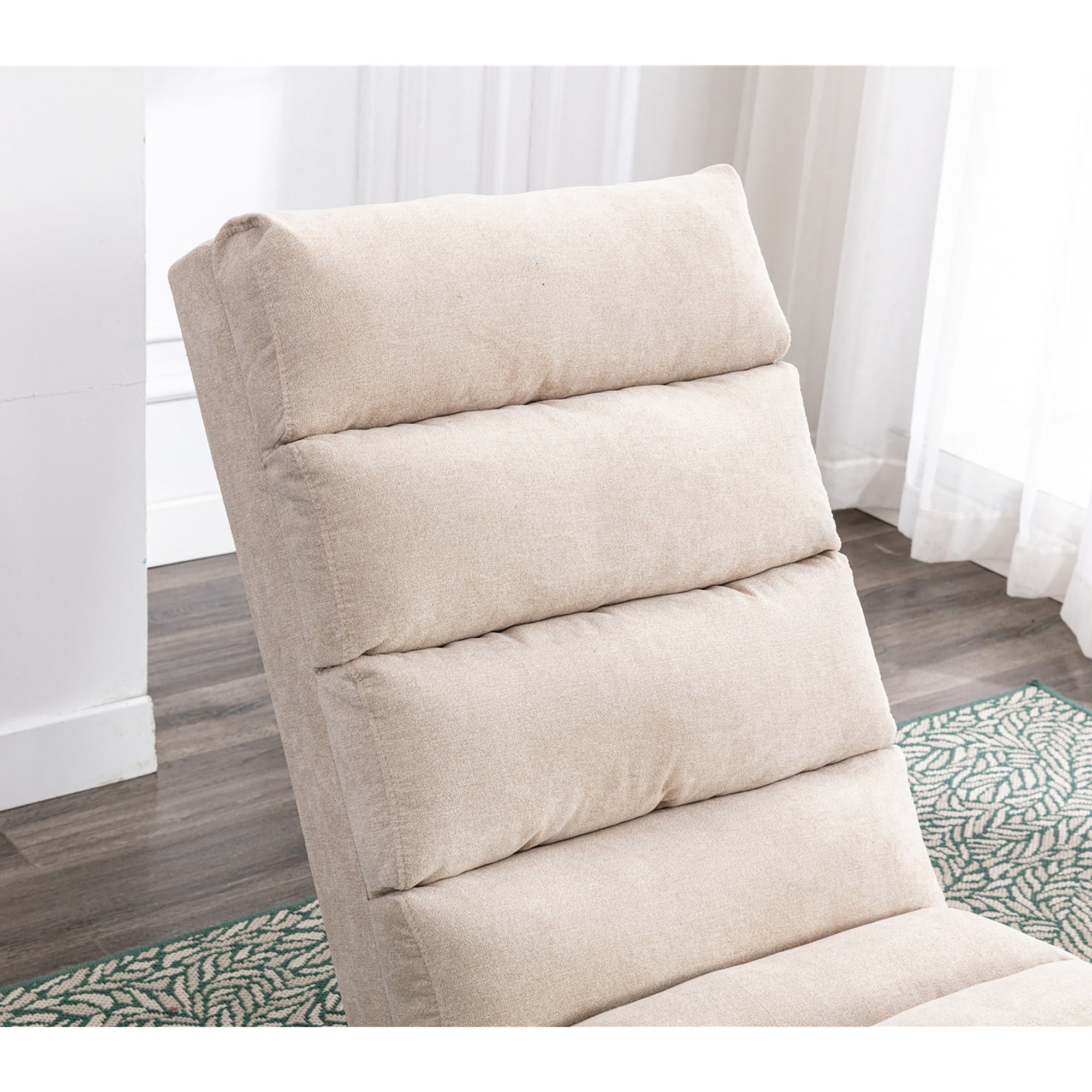 Logidon Linnen Massage Chaise Longue Beige met Afstandsbediening