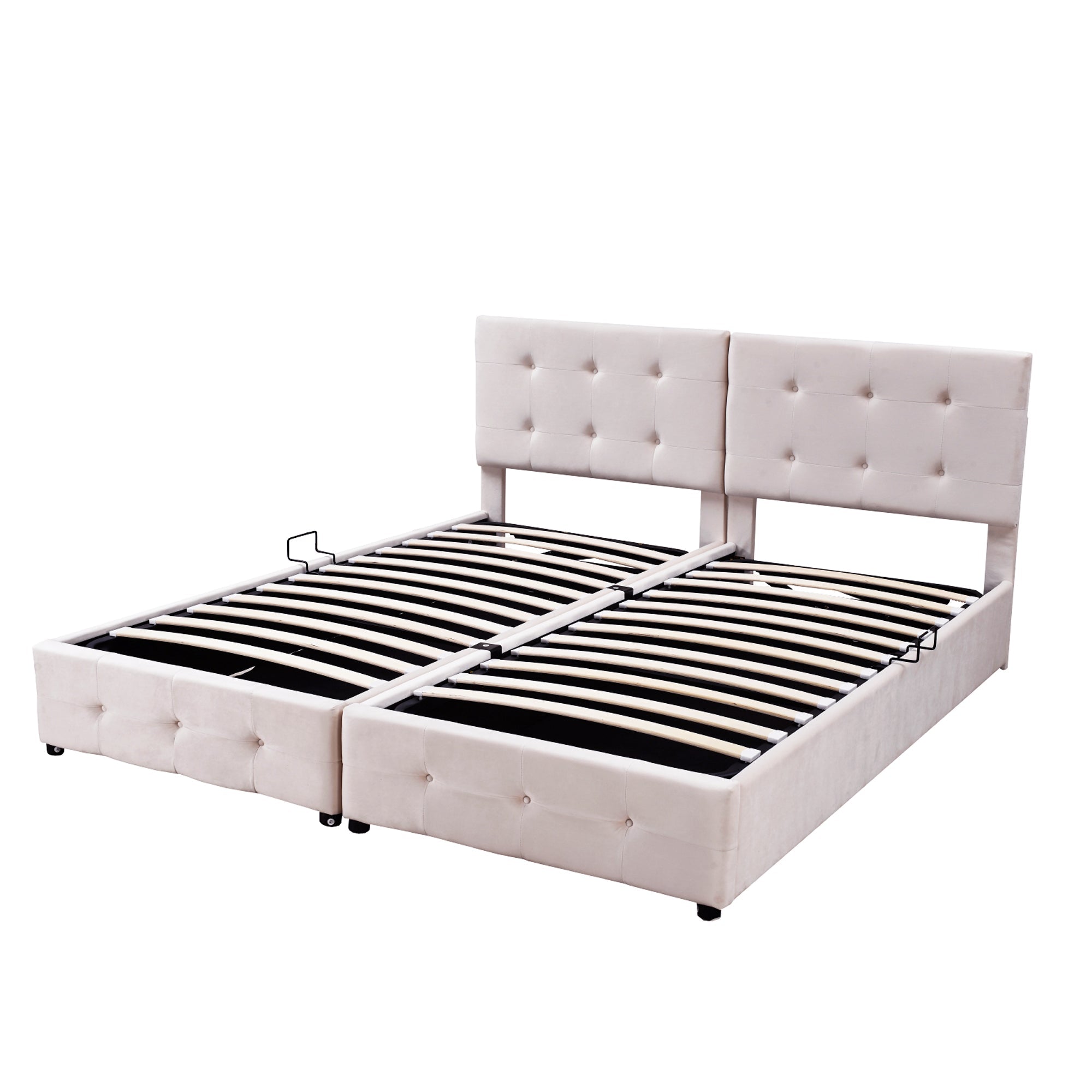 Logidon gestoffeerd bed 180x200 cm hydraulisch opbergbed beige