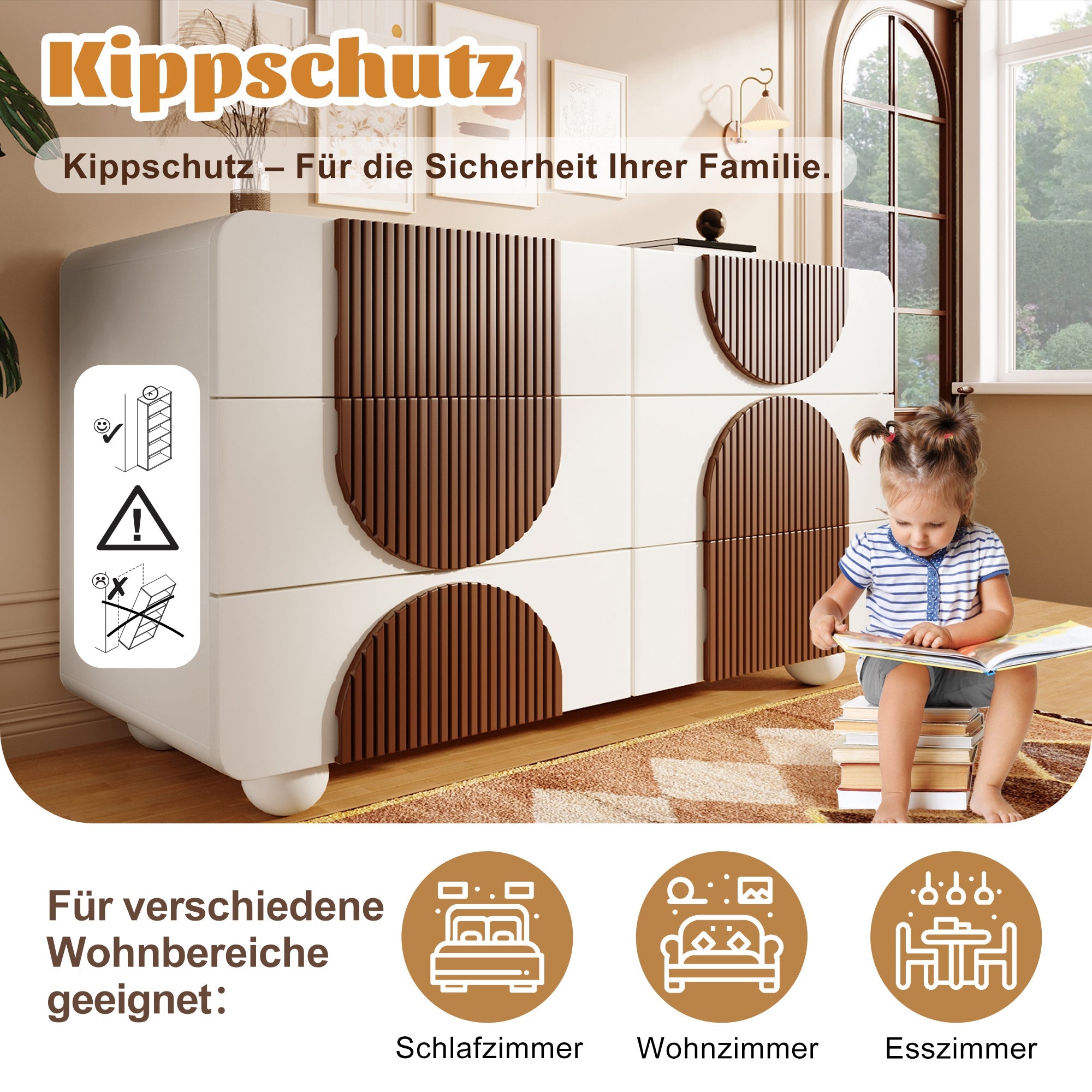 Logidon ladekast 6 lades wit bruin houten latten 121x71x41 cm