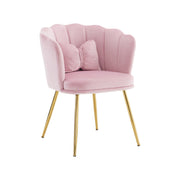 Logidon moderne roze fluwelen fauteuil met bloemblaadjesrugleuning