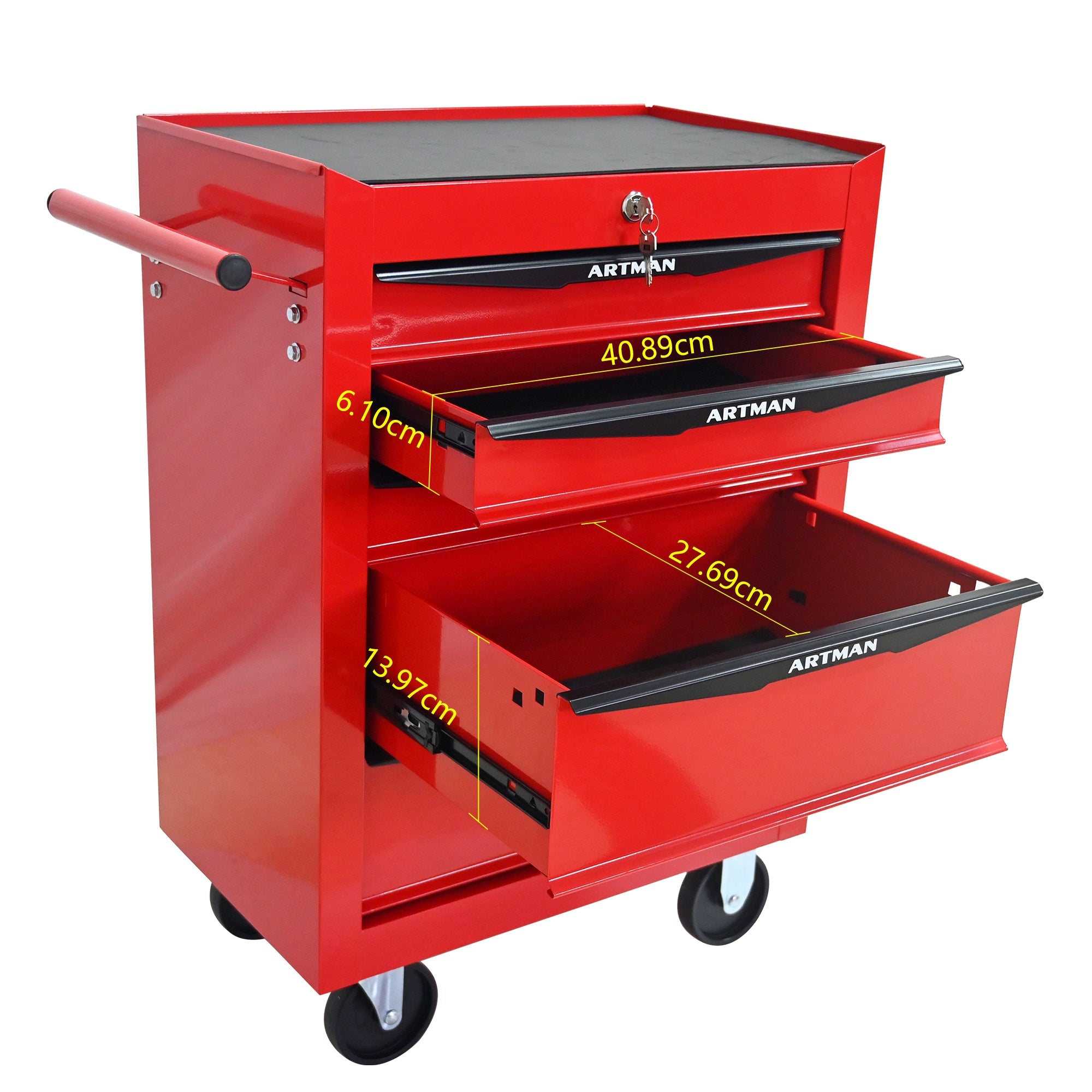 Logidon stalen gereedschapskist met 5 lades rood zwart 52x33x66 cm