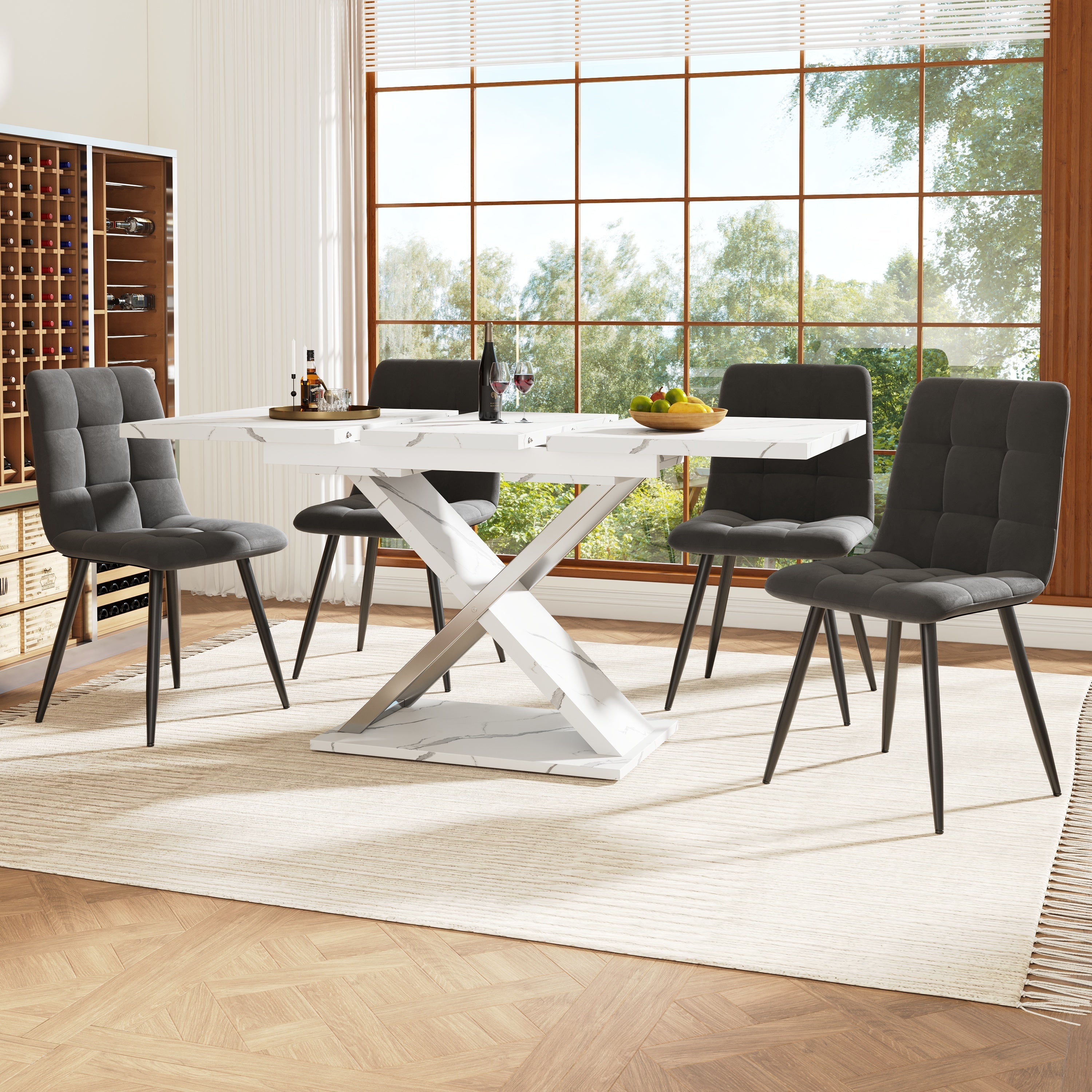 Logidon Uitschuifbare eettafel wit 118-157 cm met gekruiste poten