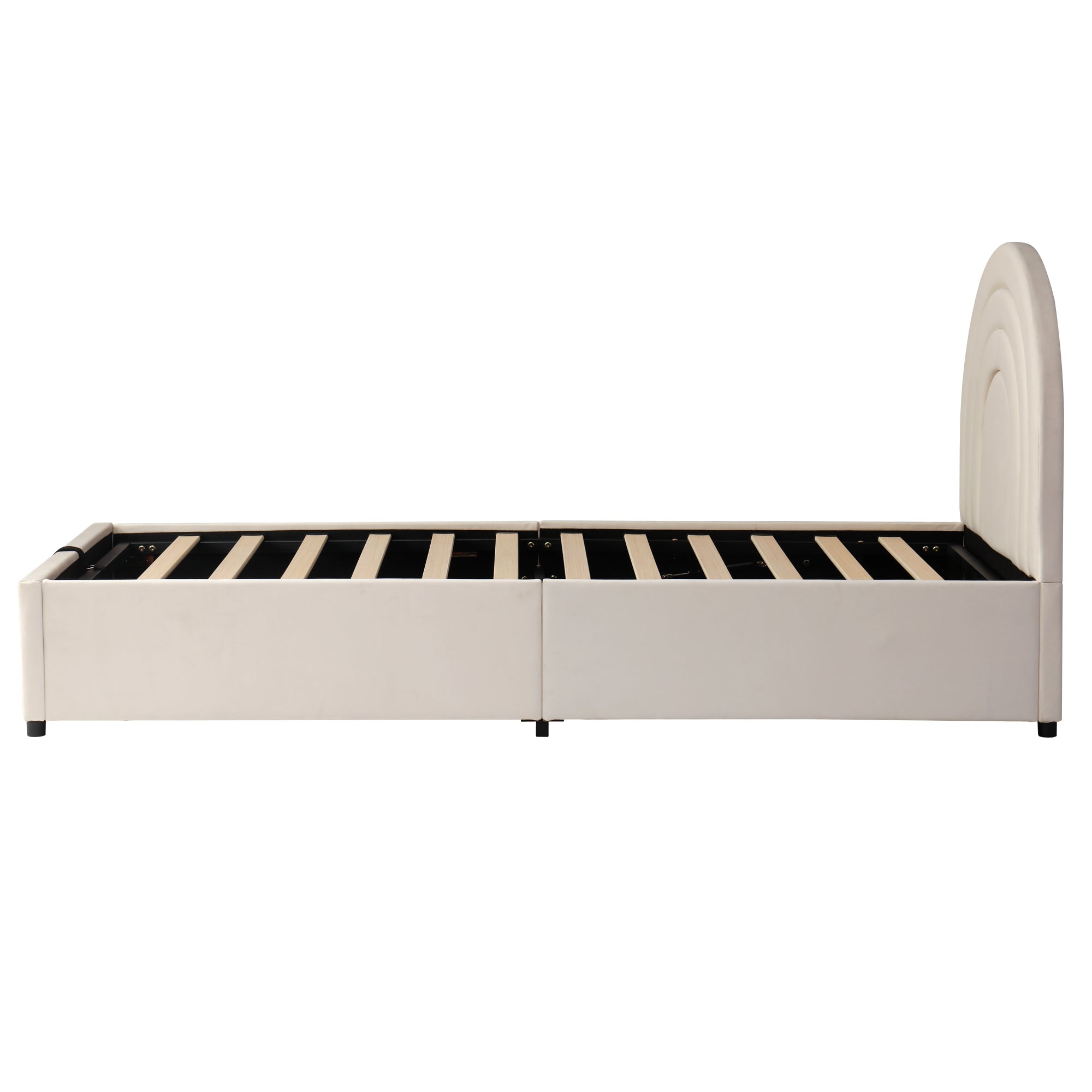 Logidon gestoffeerd bed 90x200 beige fluweel met lattenbodem