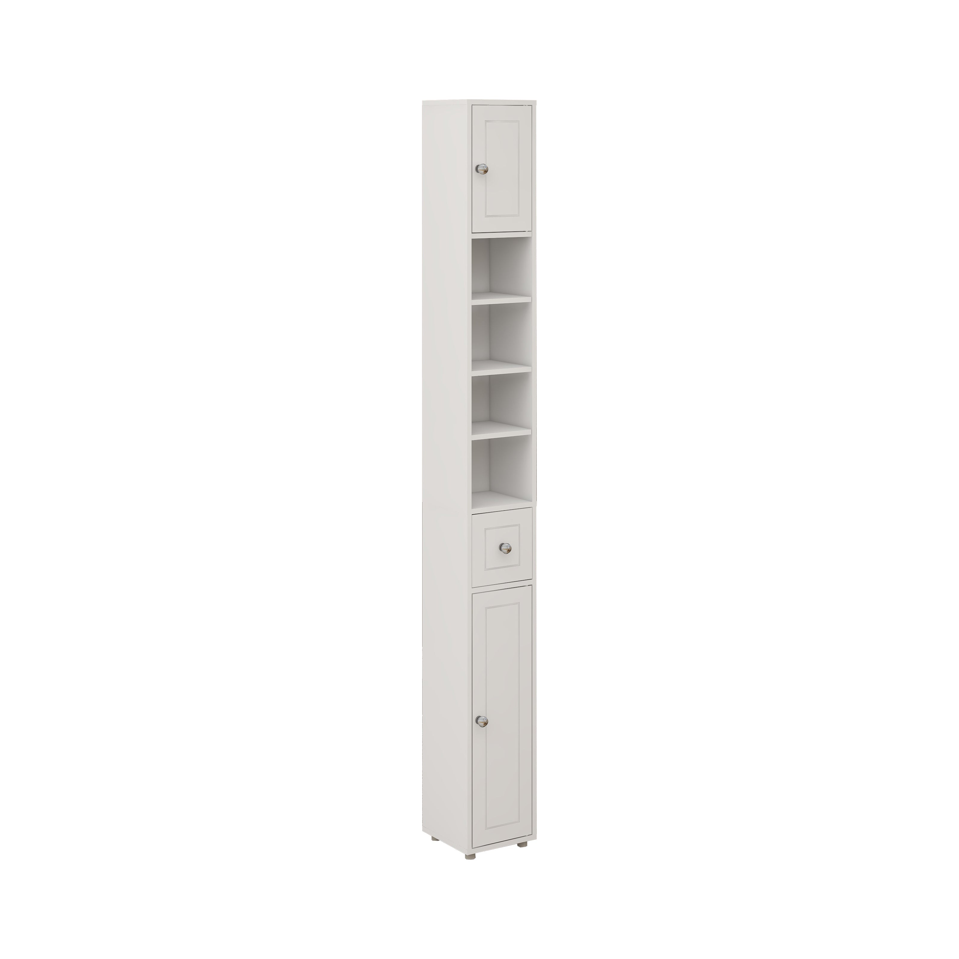 Logidon Slanke Badkamerkast Wit 180 Cm met 2 Deurtjes en 1 Lade