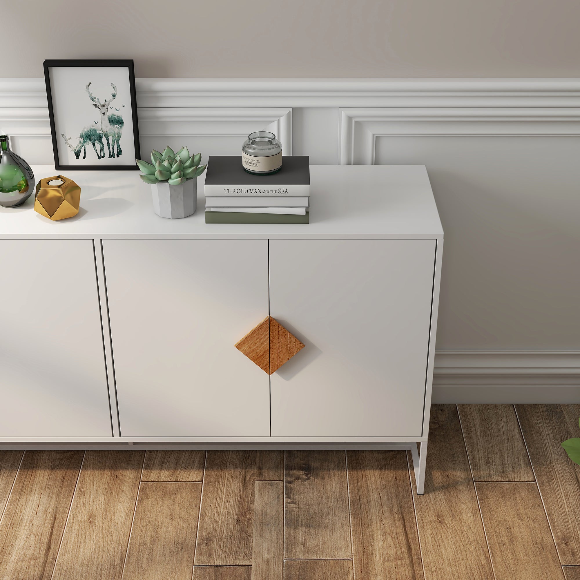 Logidon Wit Dressoir 160 cm met 4 deuren en dubbele opbergruimte