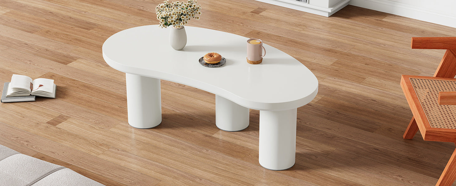 Logidon Witte halve maan salontafel 107x57x40,5 cm MDF en PVC