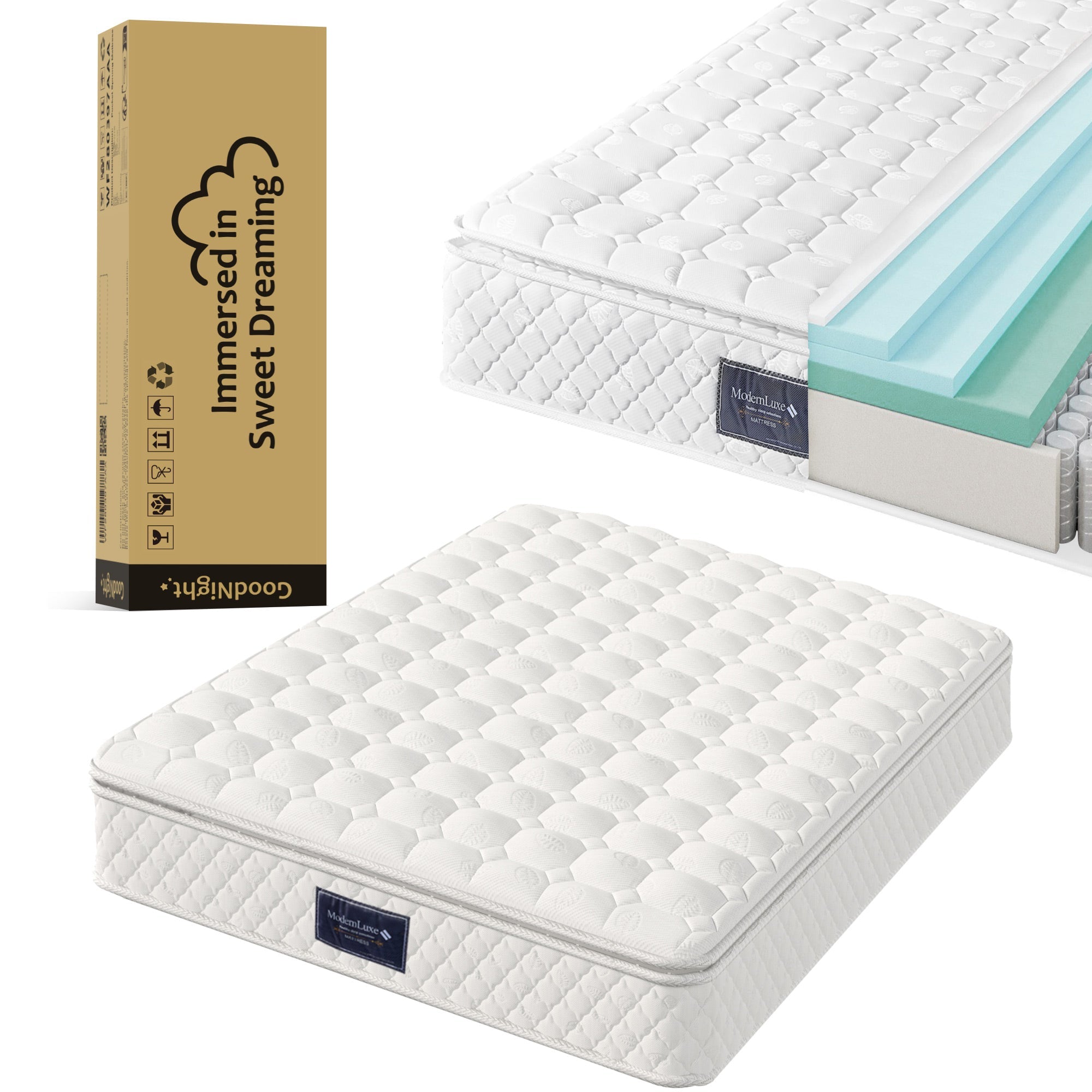 Logidon binnenveringsmatras 7 zones koudschuim 140x200 cm