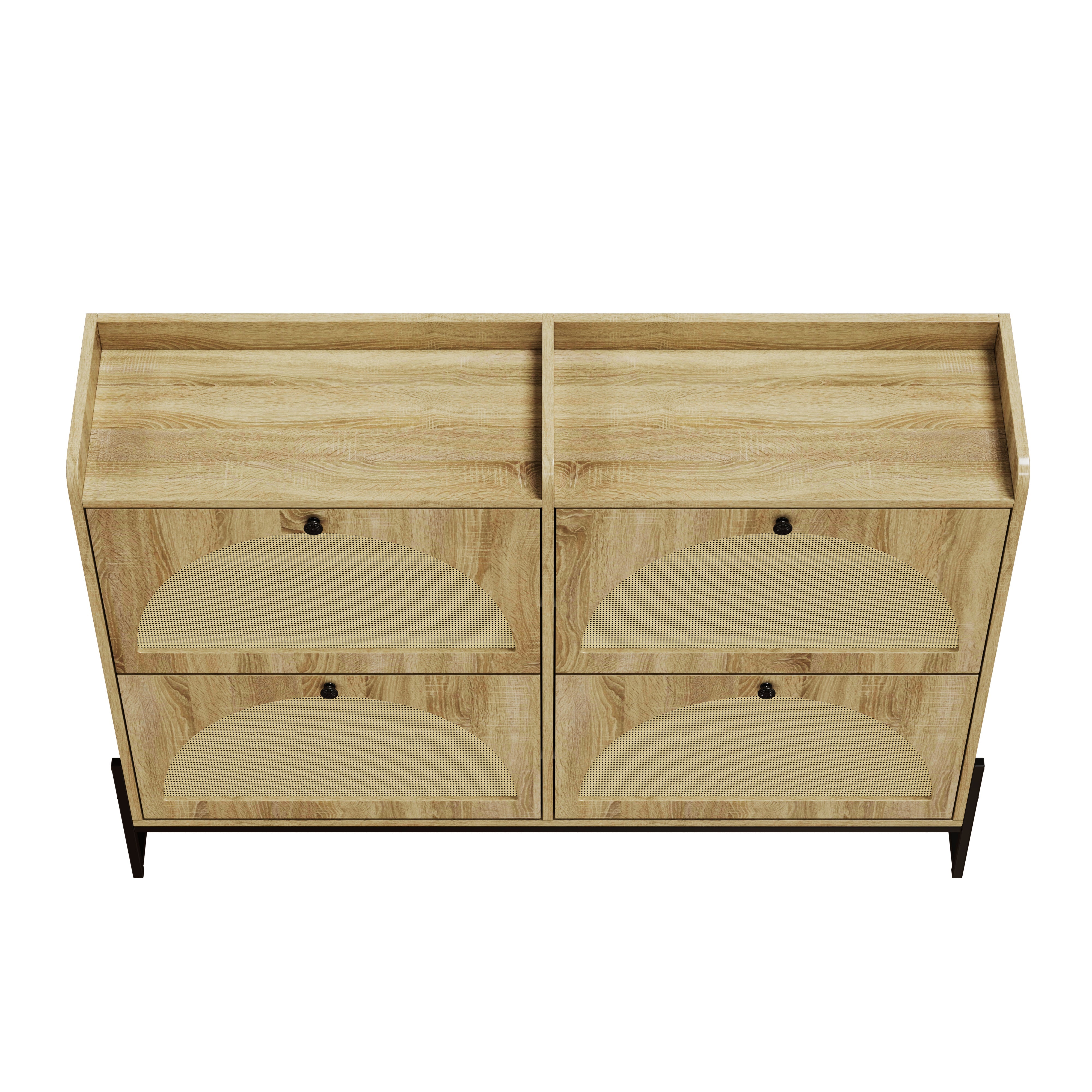 Logidon shoe cabinet narrow 4 flaps natural color 118 cm