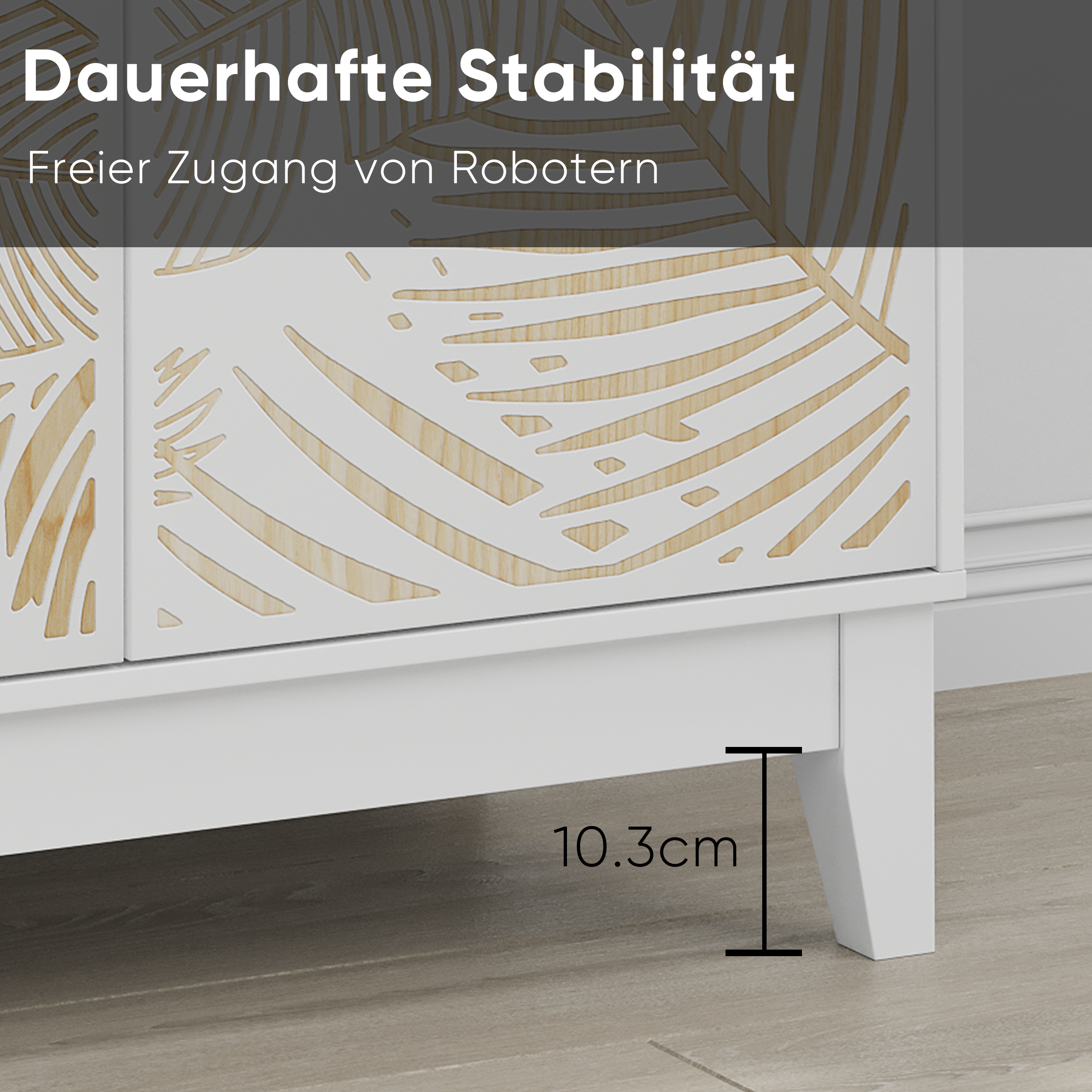 Logidon 80 cm vintage buffetkast wit met houtsnijwerk 2 deuren