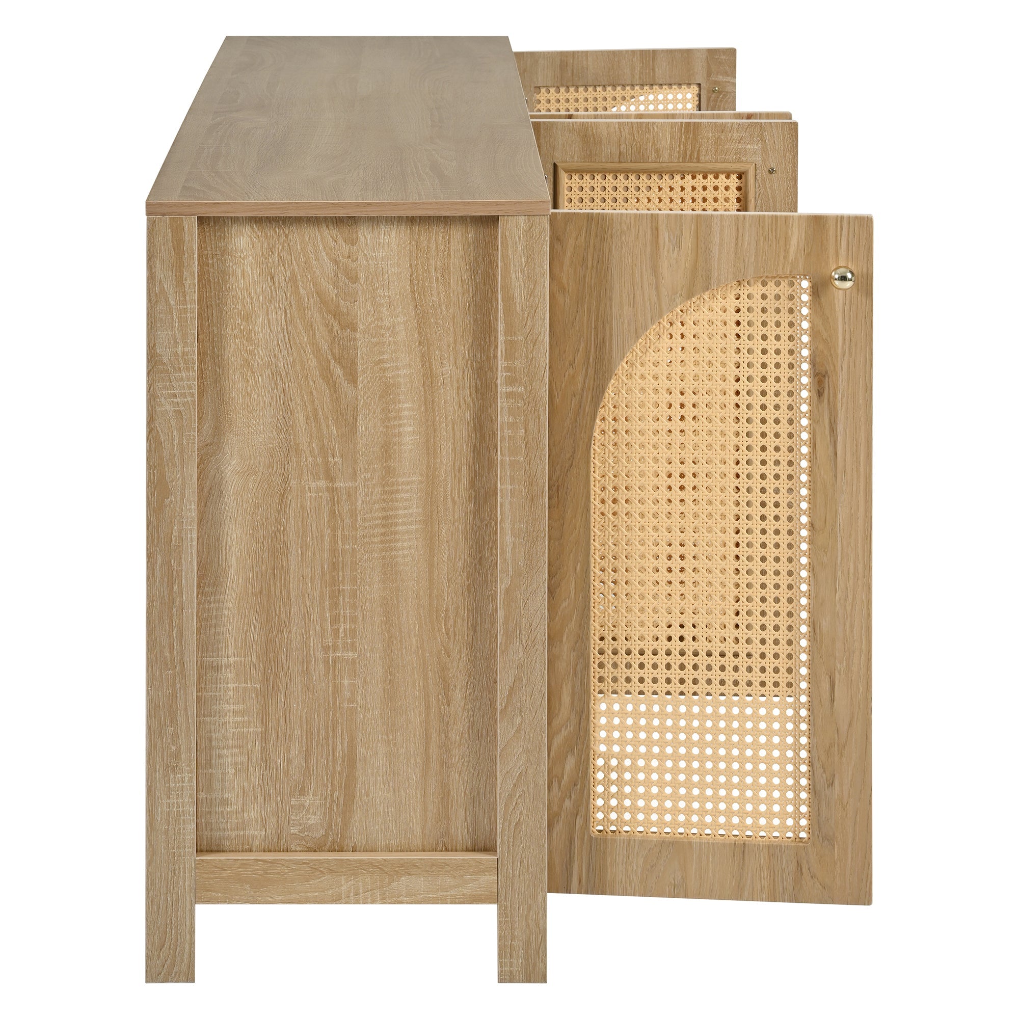 Logidon Dressoir 145x40x80 cm met vier rotan deuren natuurlijk hout