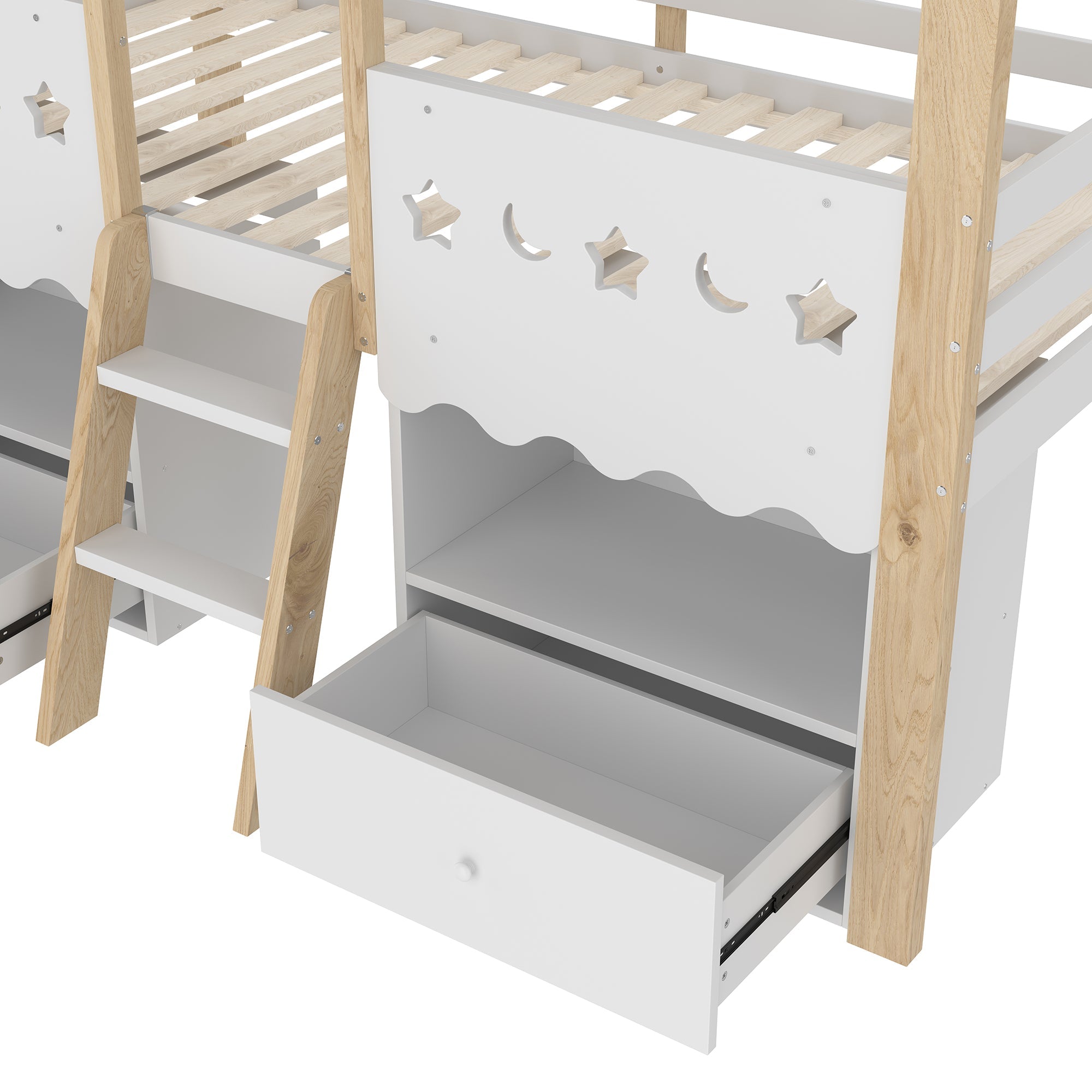 Logidon halfhoogslaper 90x200 huisvorm LED-lichtstrip 2 lades