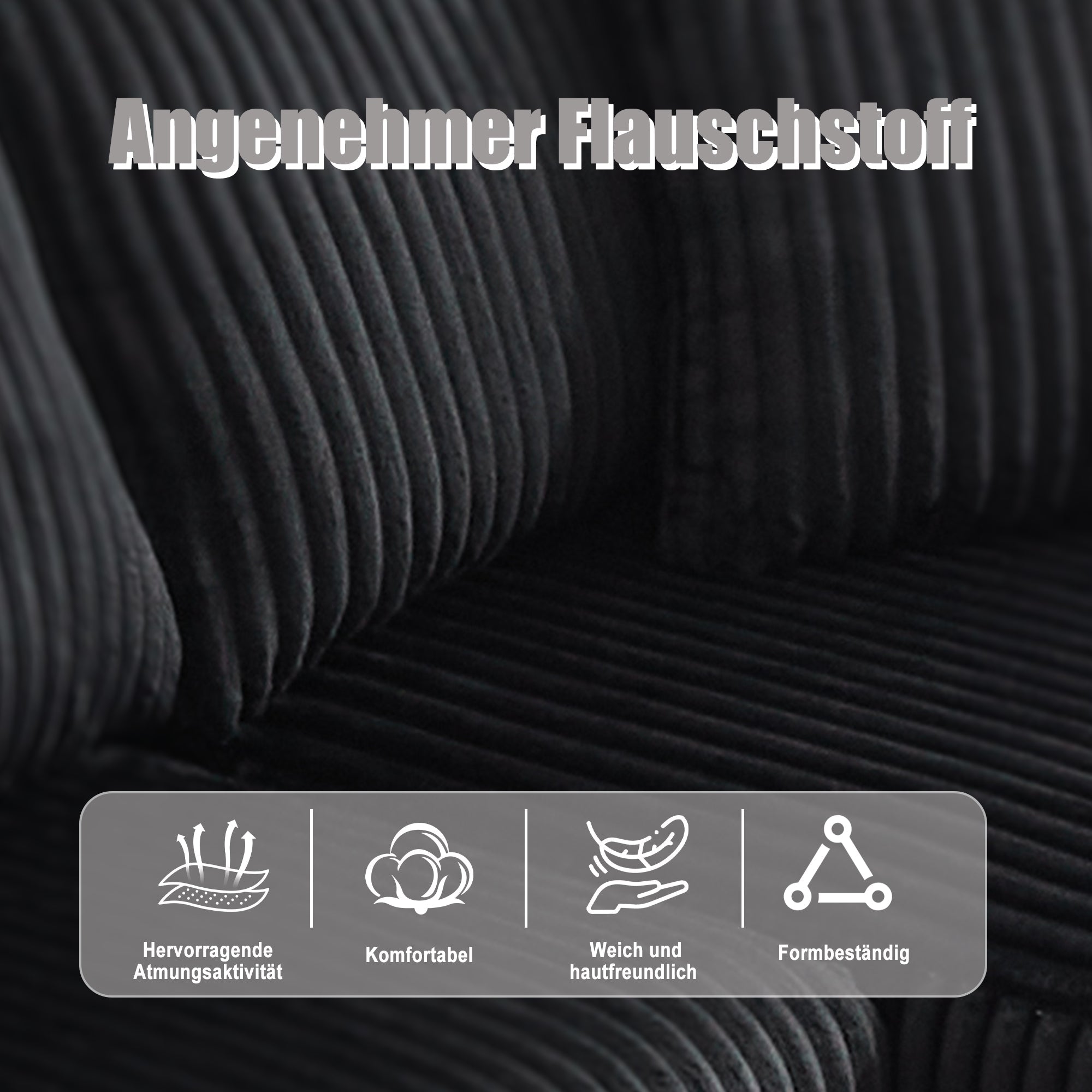 Logidon modulaire bankstel met chaise longue, 2-zitsbank, zwart corduroy