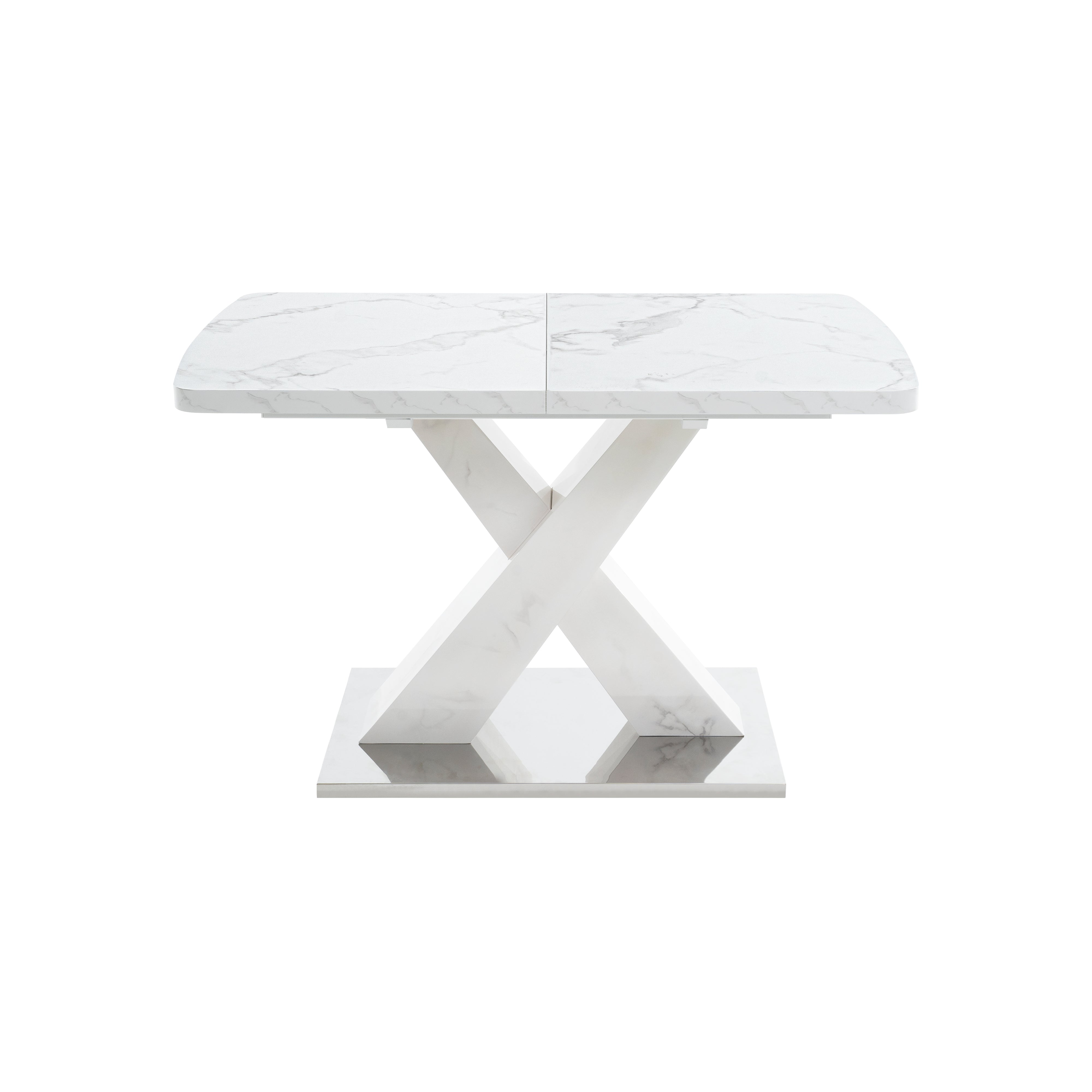 Logidon uitschuifbare eettafel 120-160 cm wit marmerlook X-frame