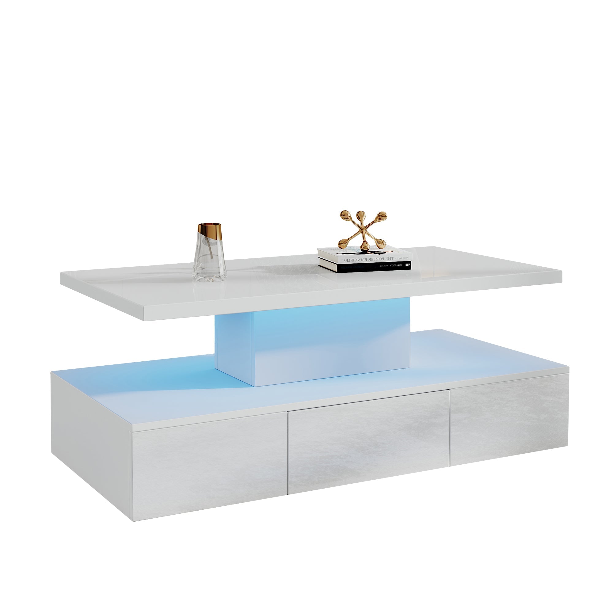 Logidon Salontafel met twee niveaus, witte LED-verlichting
