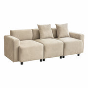 Logidon Regular Sofa Beige Chenille 3 Seater Living Room Sofa